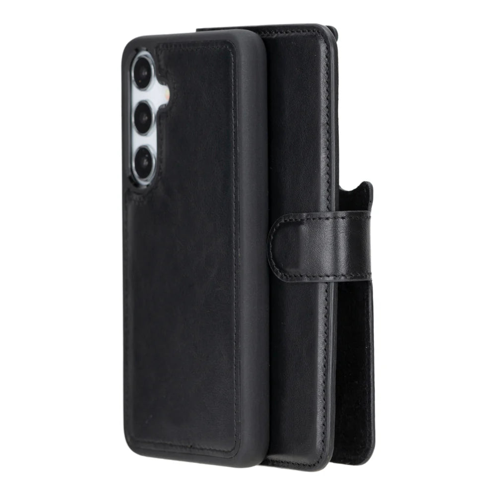 Magic Samsung Galaxy S25 Plus Genuine Leather Detachable Wallet Case