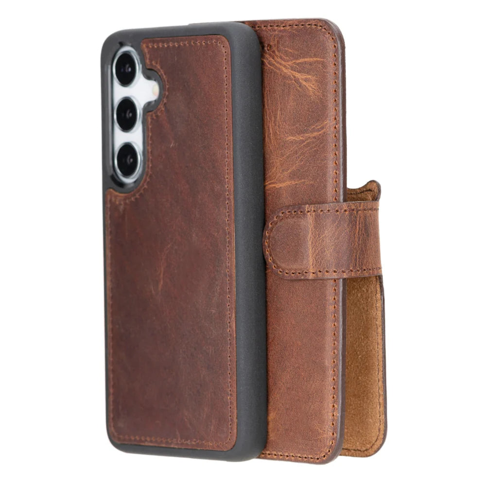 Magic Samsung Galaxy S25 Genuine Leather Detachable Wallet Case