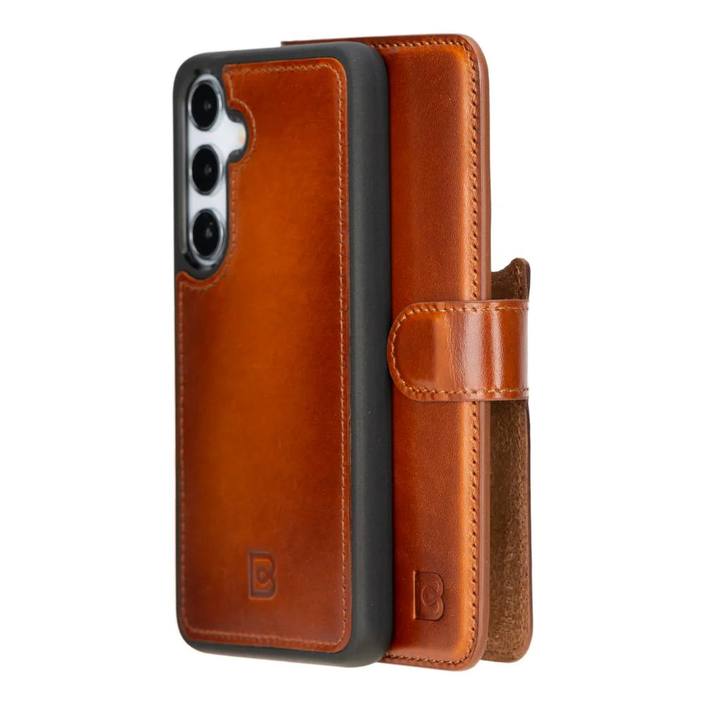 Magic Samsung Galaxy S25 Detachable Genuine Leather Wallet Case