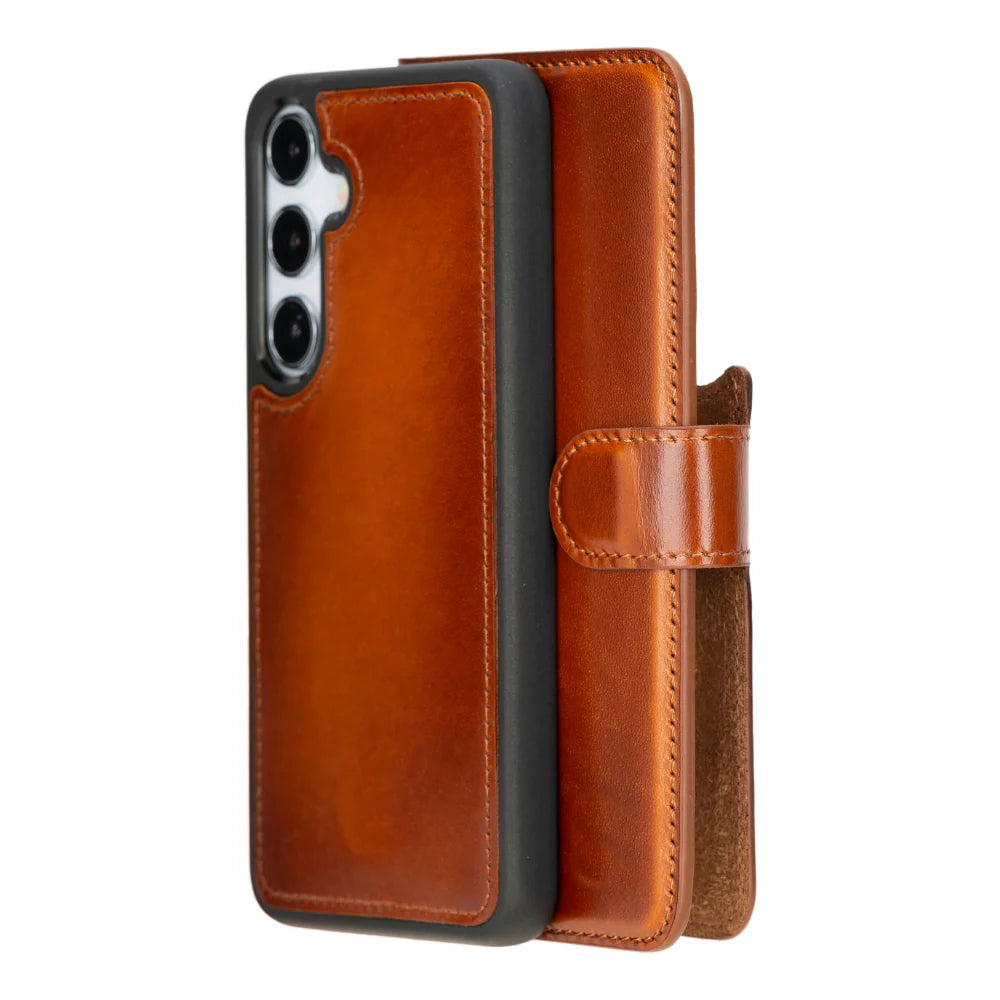 Magic Samsung Galaxy S25 Plus Genuine Leather Detachable Wallet Case