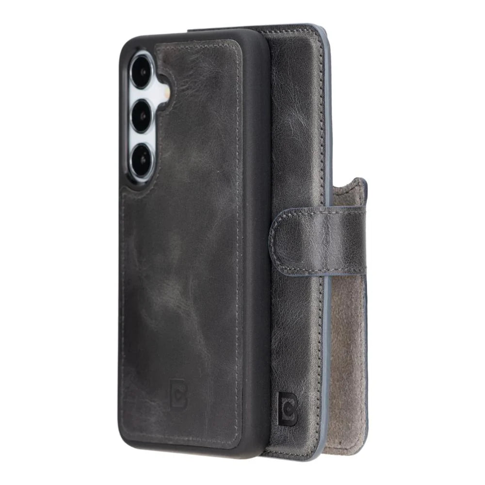Magic Samsung Galaxy S25 Detachable Genuine Leather Wallet Case