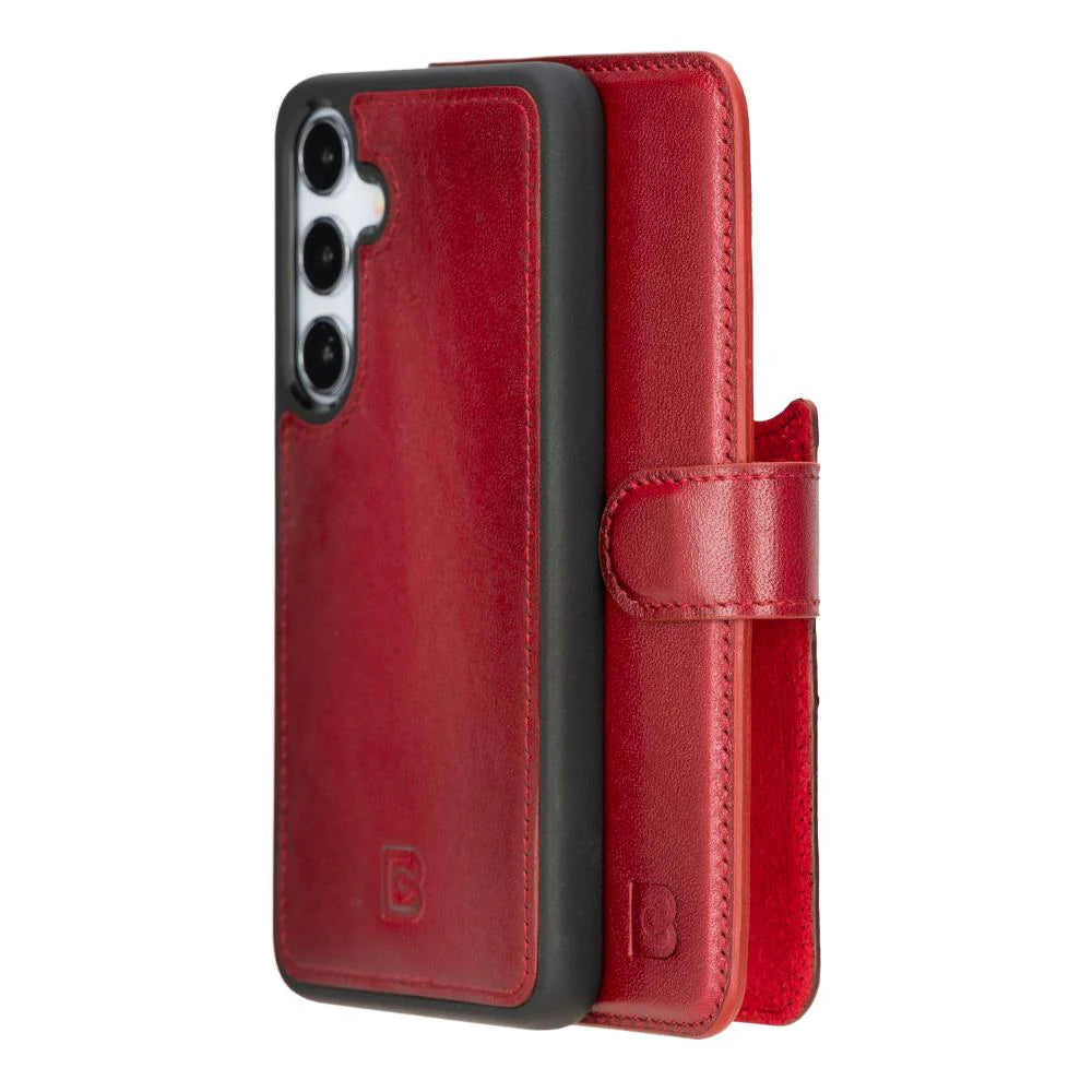 Magic Samsung Galaxy S25 Detachable Genuine Leather Wallet Case