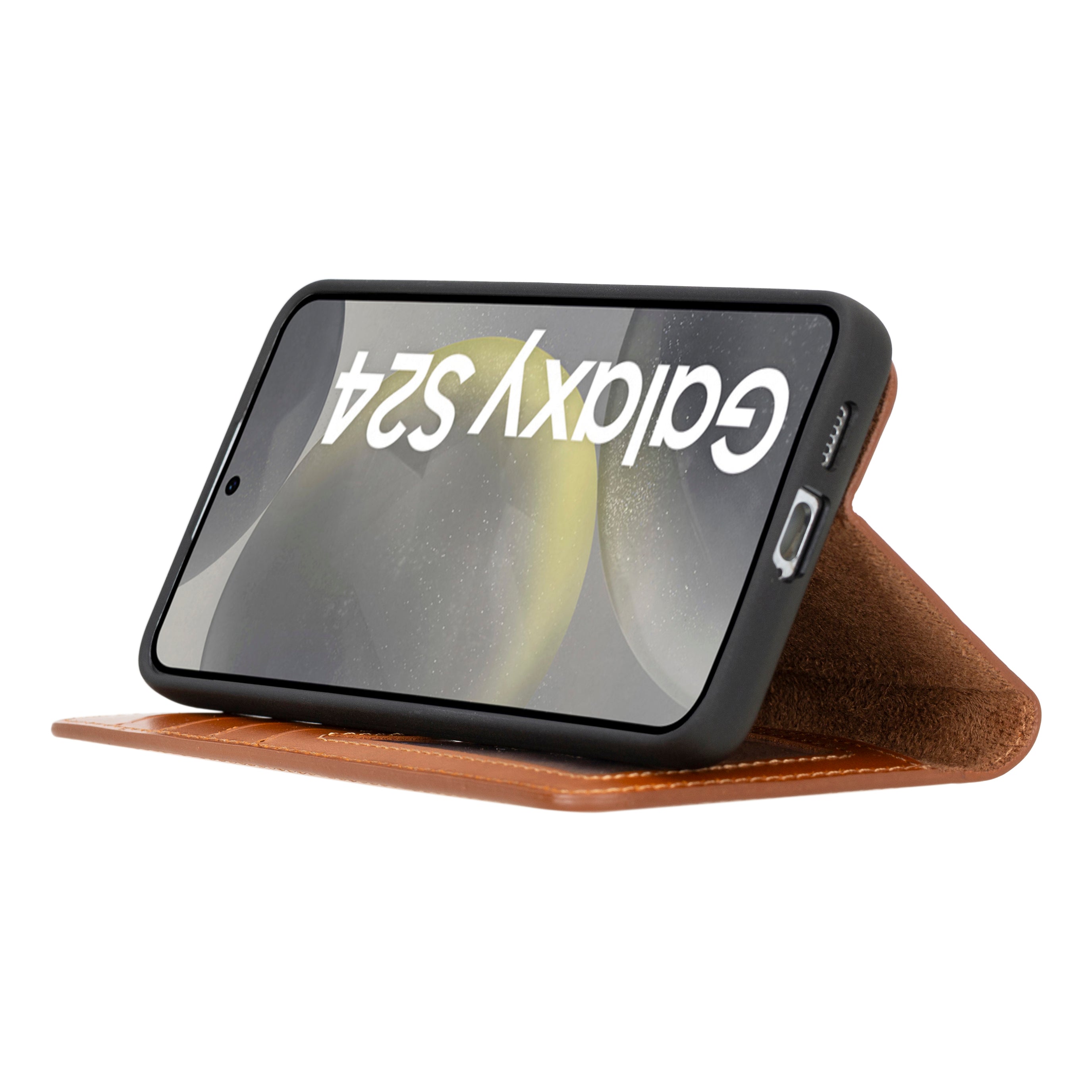 Magic Samsung Galaxy S24 Ultra Çıkarılabilir Hakiki Deri Cüzdan Kılıf 