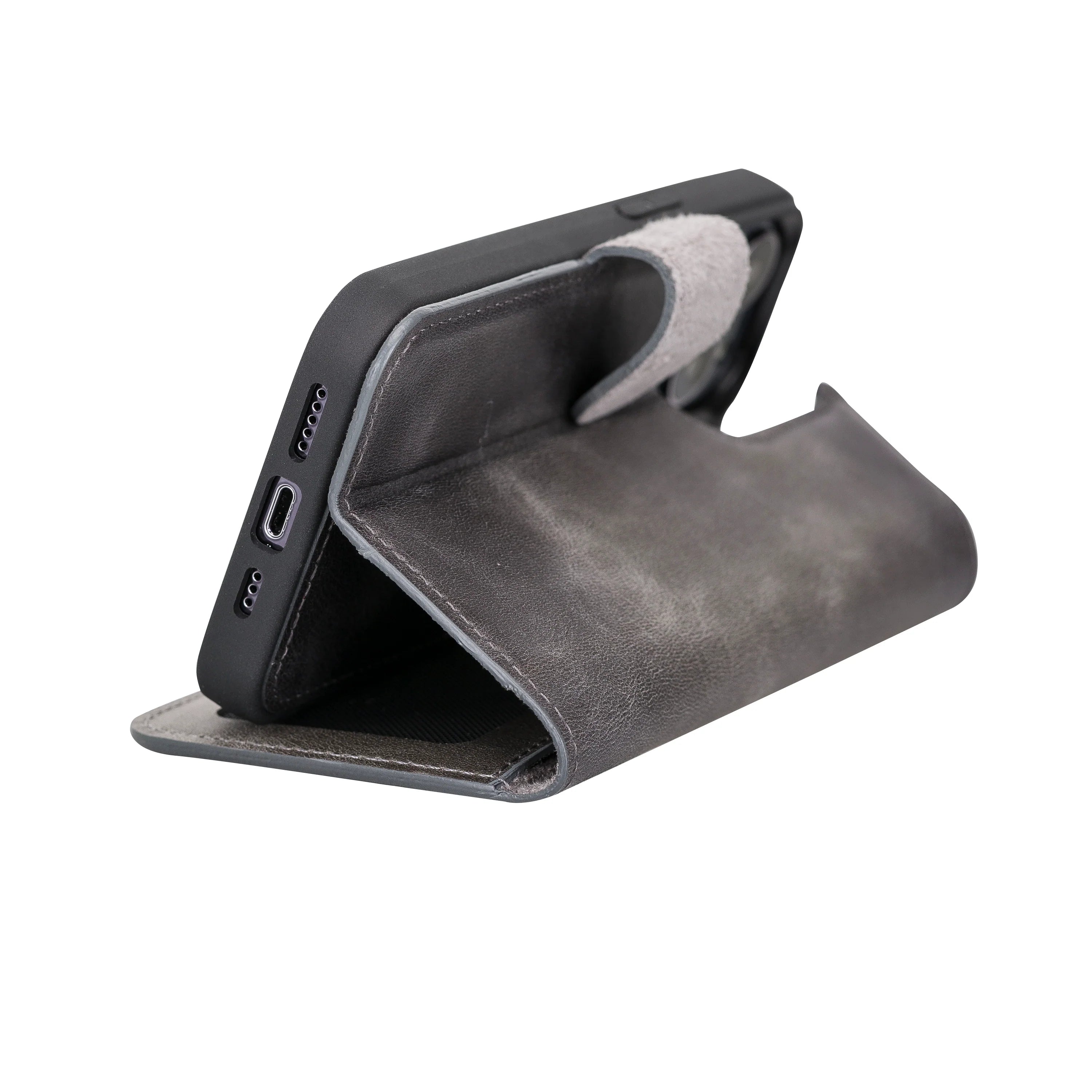 Magic iPhone 13 Pro Max Genuine Leather Detachable Wallet Case