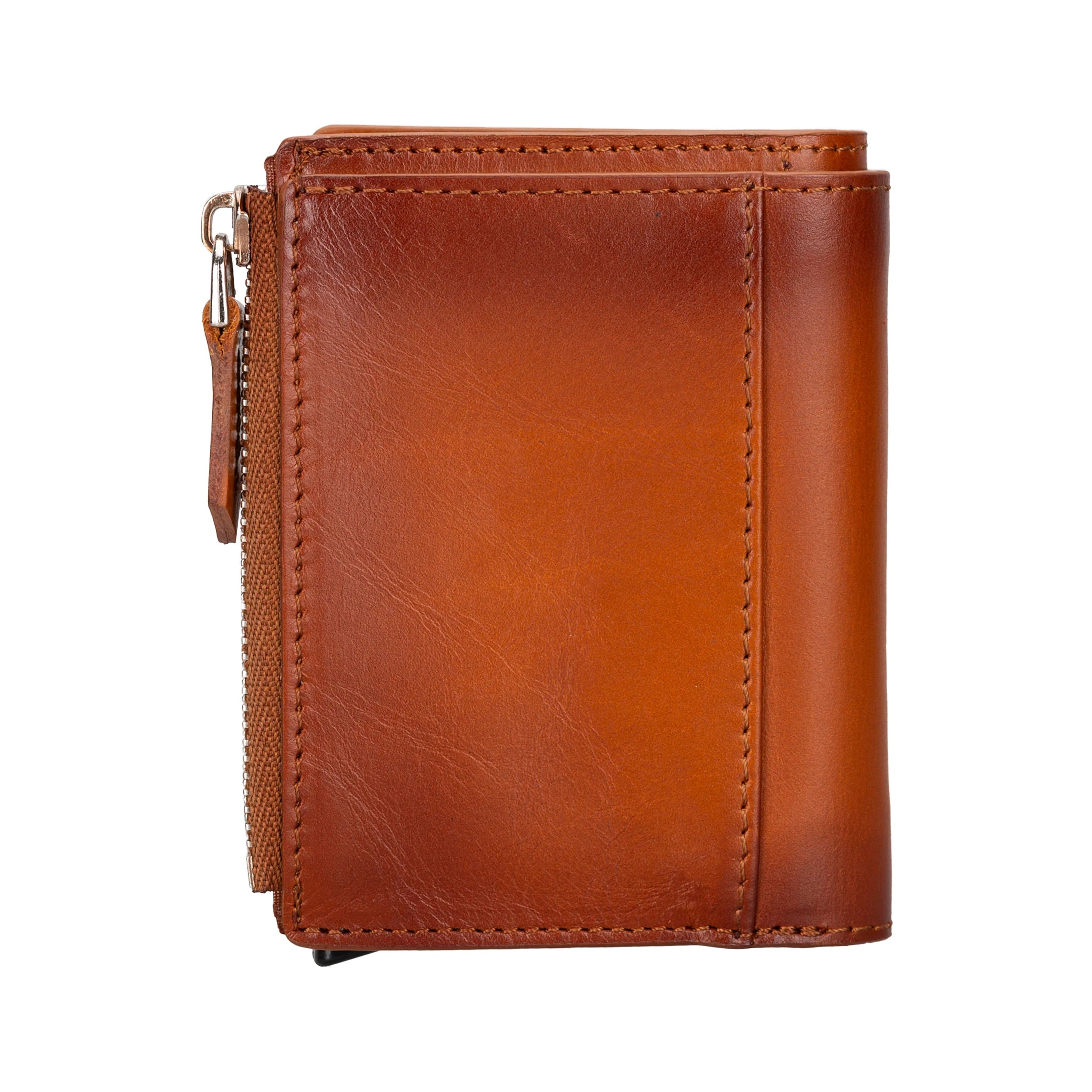 Zip Genuine Leather Mechanical Card Holder