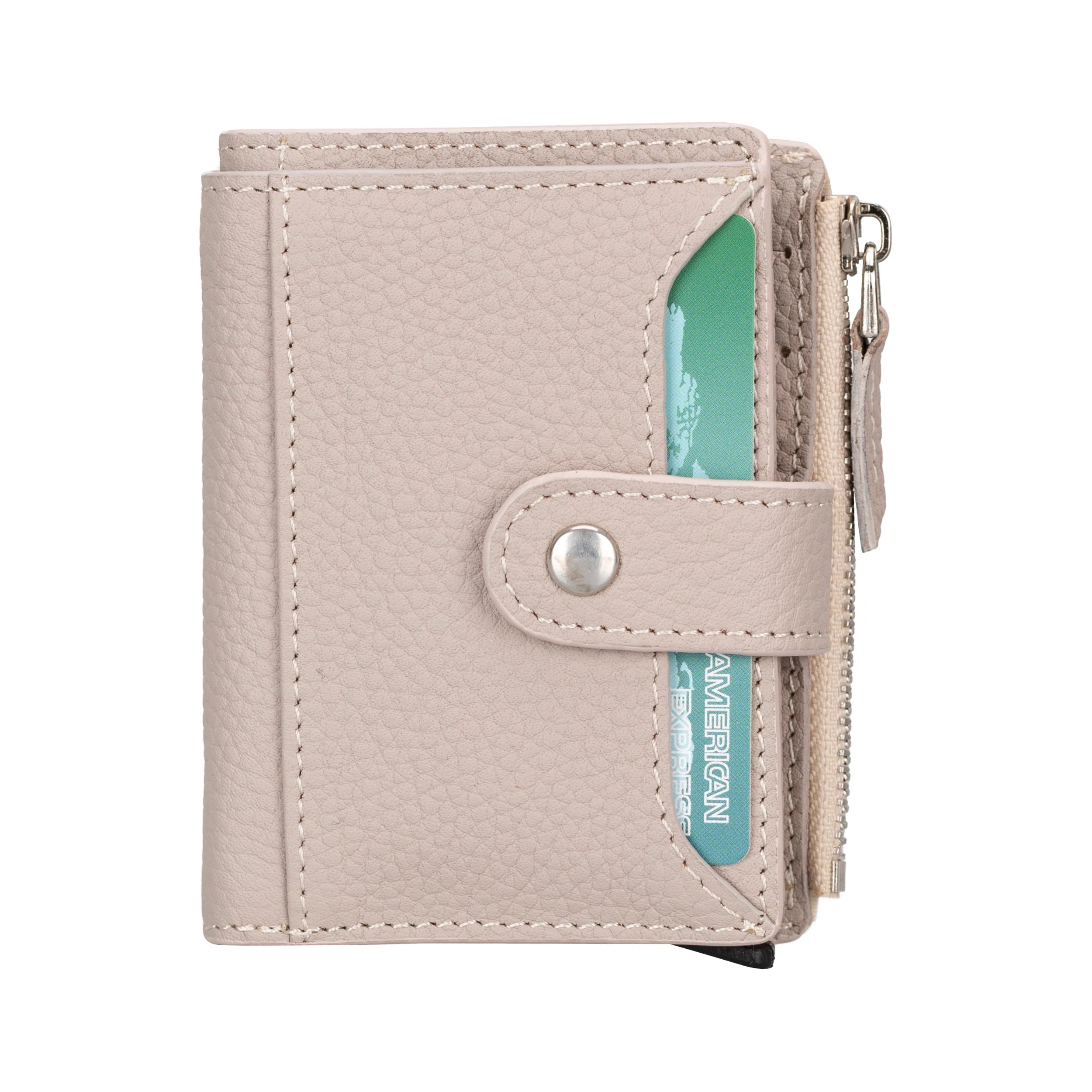 Zip Genuine Leather Mechanical Card Holder