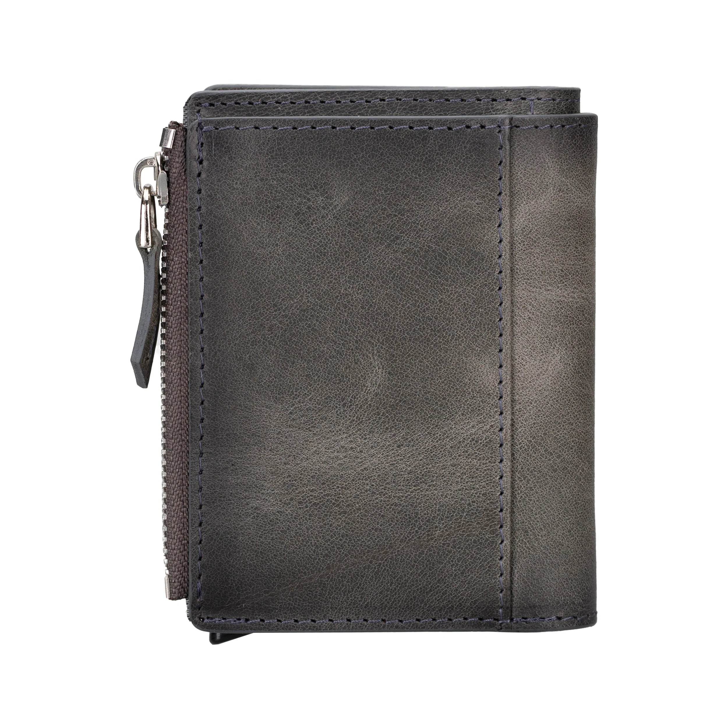 Zip Genuine Leather Mechanical Card Holder