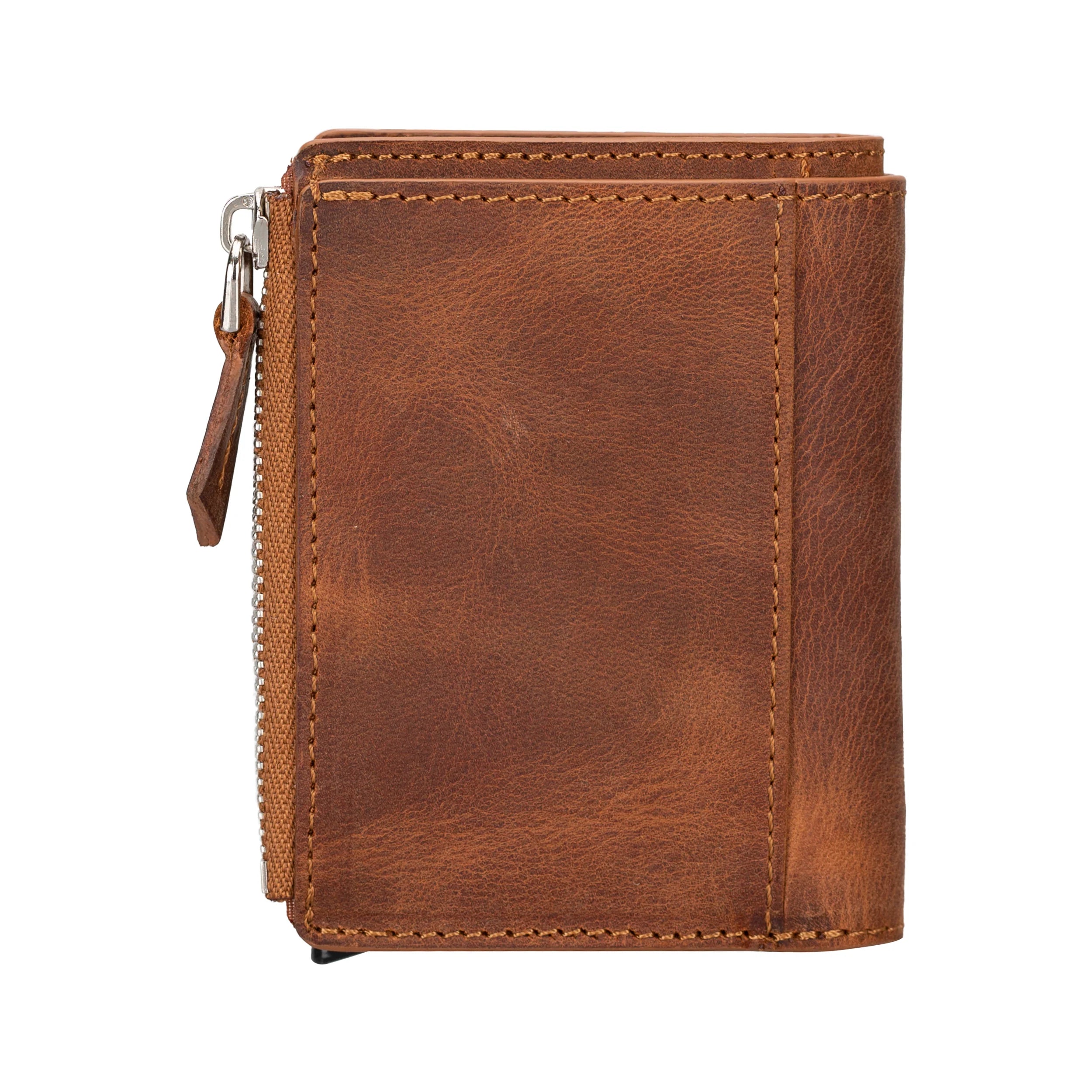 Zip Genuine Leather Mechanical Card Holder