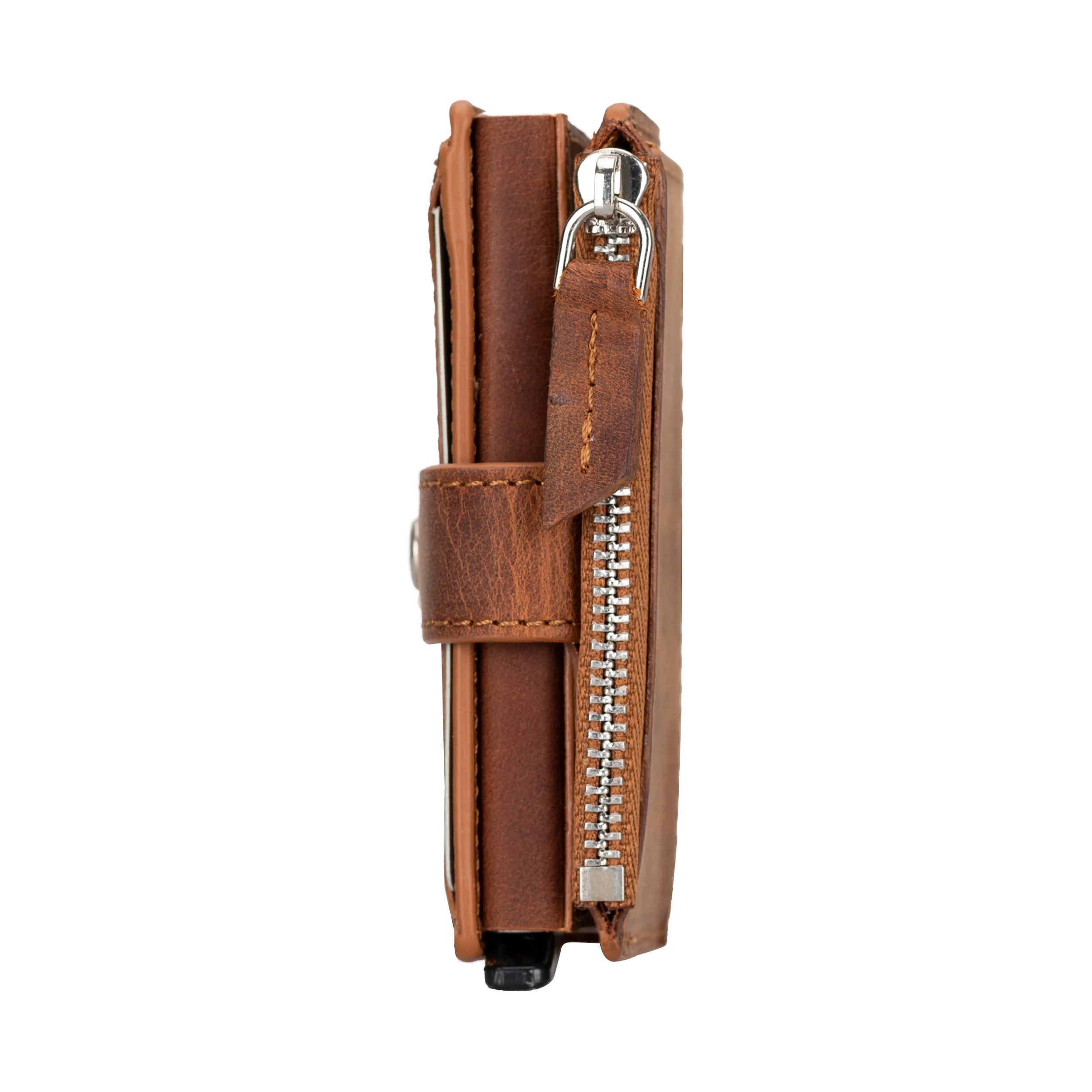 Zip Genuine Leather Mechanical Card Holder