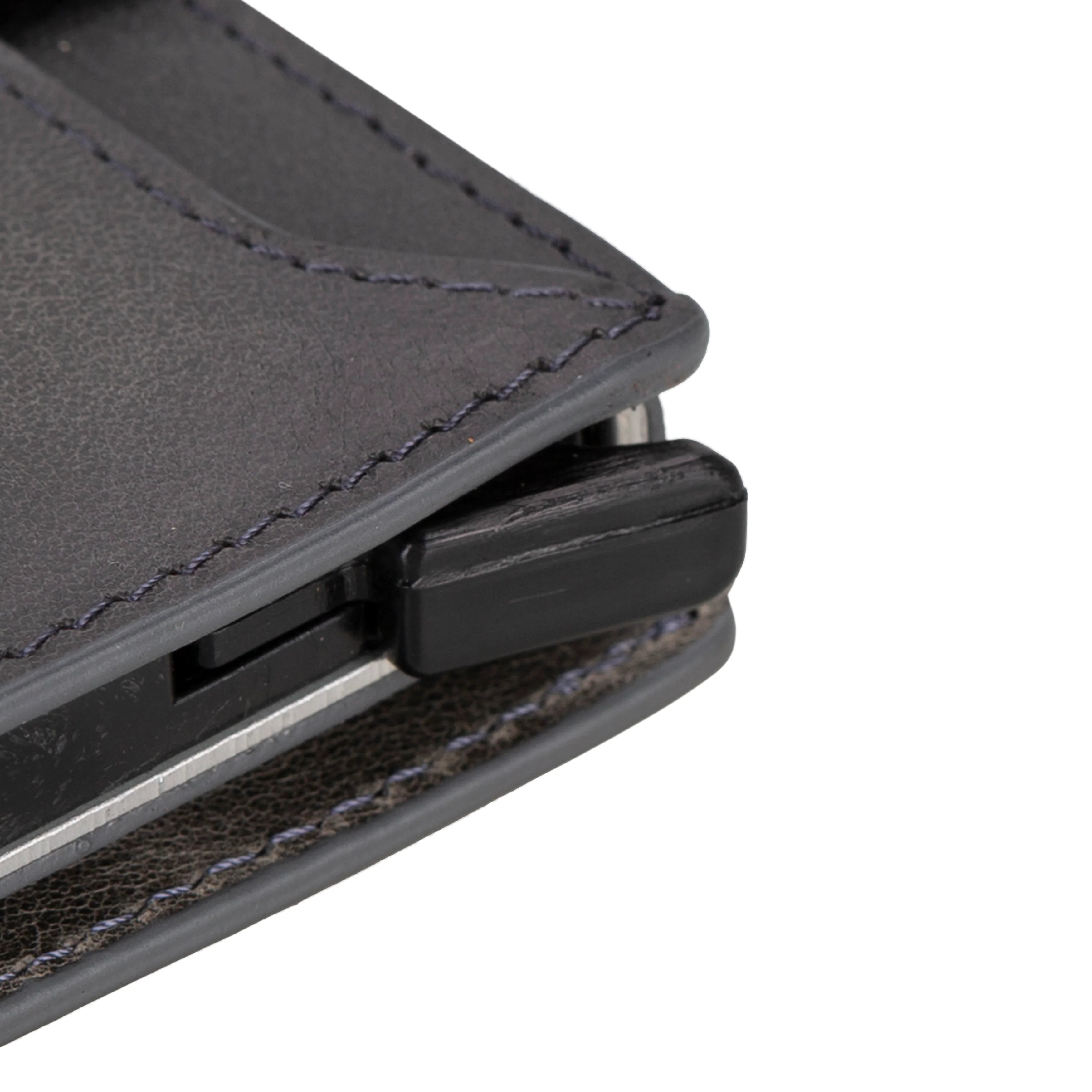 Zip Genuine Leather Mechanical Card Holder