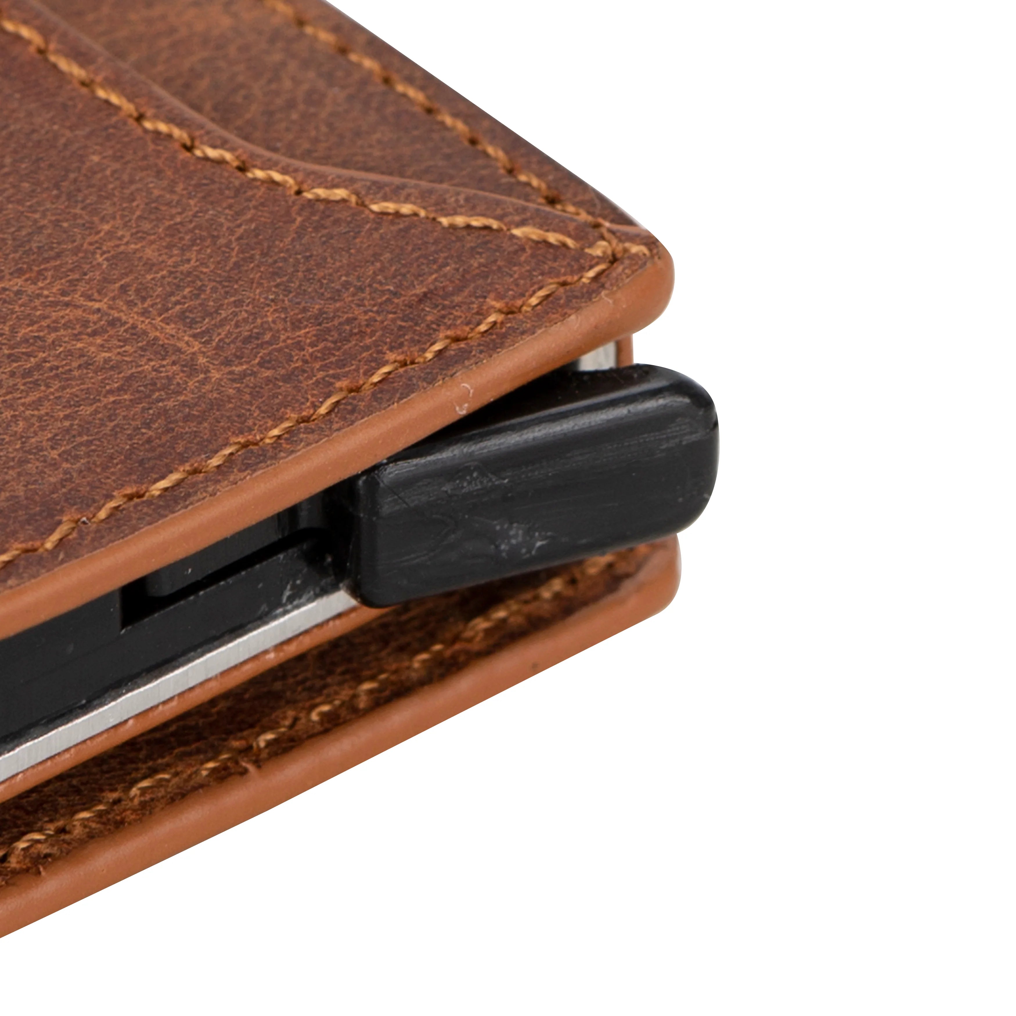 Zip Genuine Leather Mechanical Card Holder