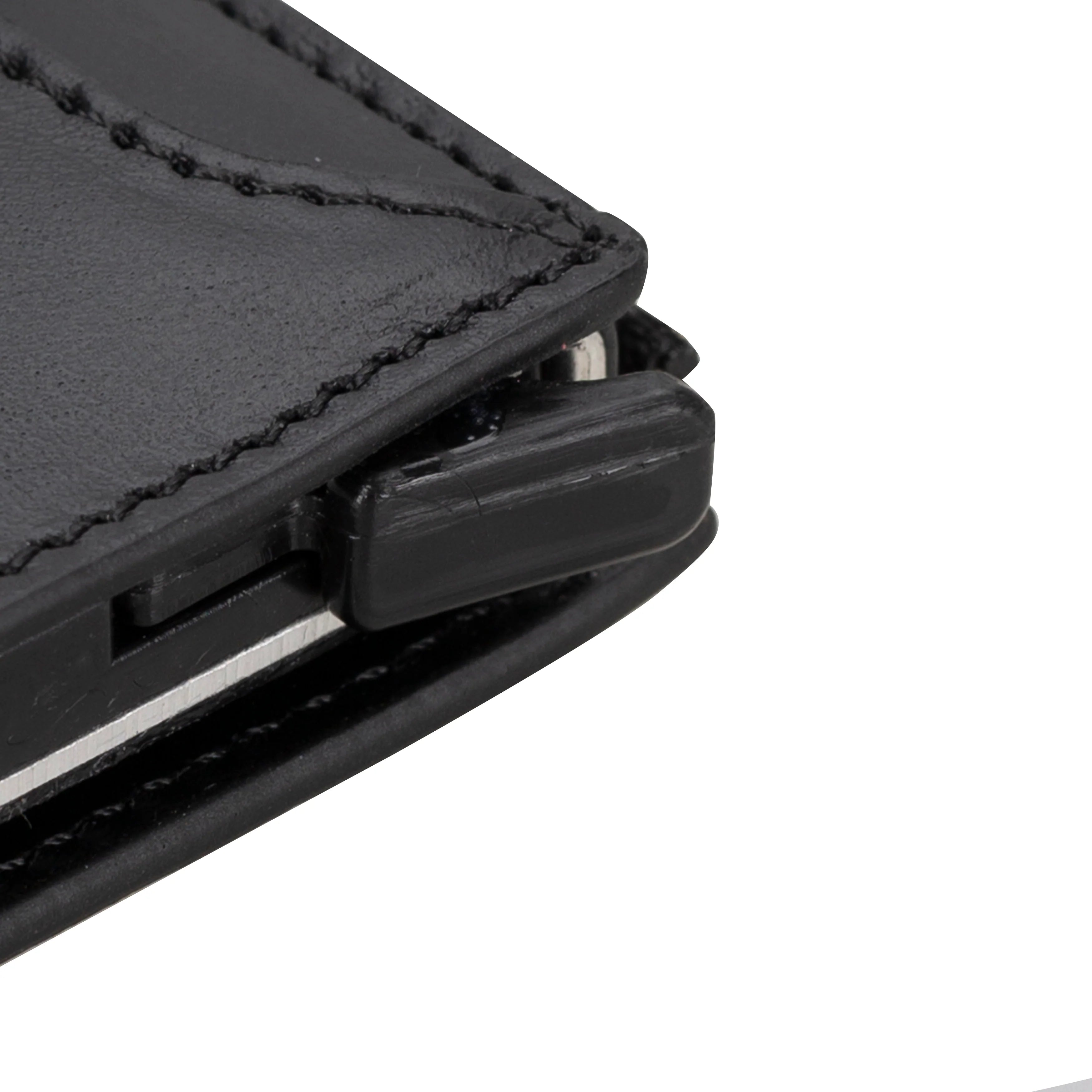 Zip Genuine Leather Mechanical Card Holder