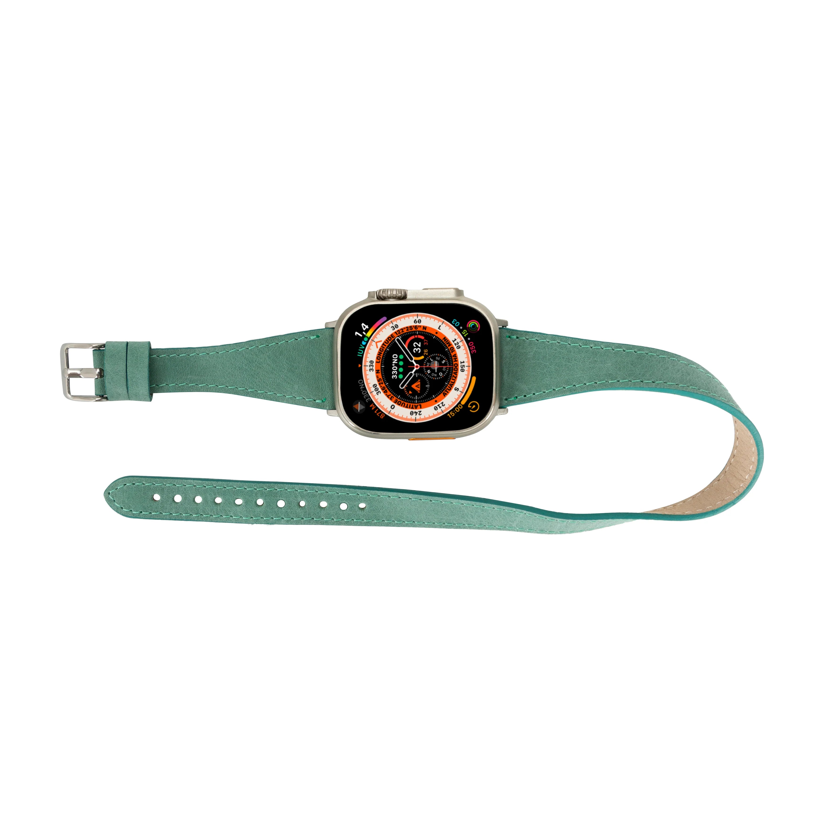 Quantum Slim Gerçek Deri Çift Tur Apple Watch Kordonu