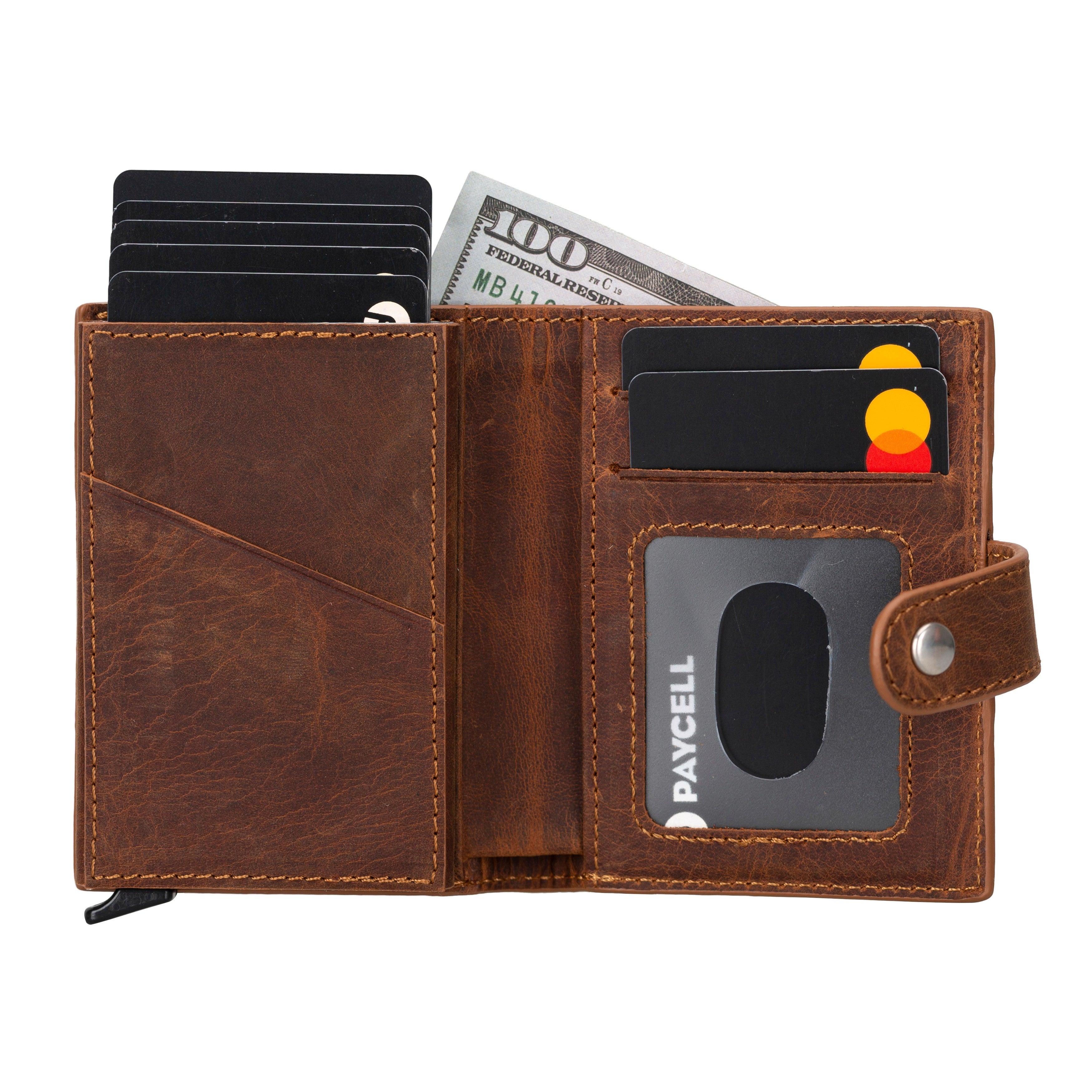 Palertag Zip Mechanical Leather Card Holder with AirTag Slot - saracleather