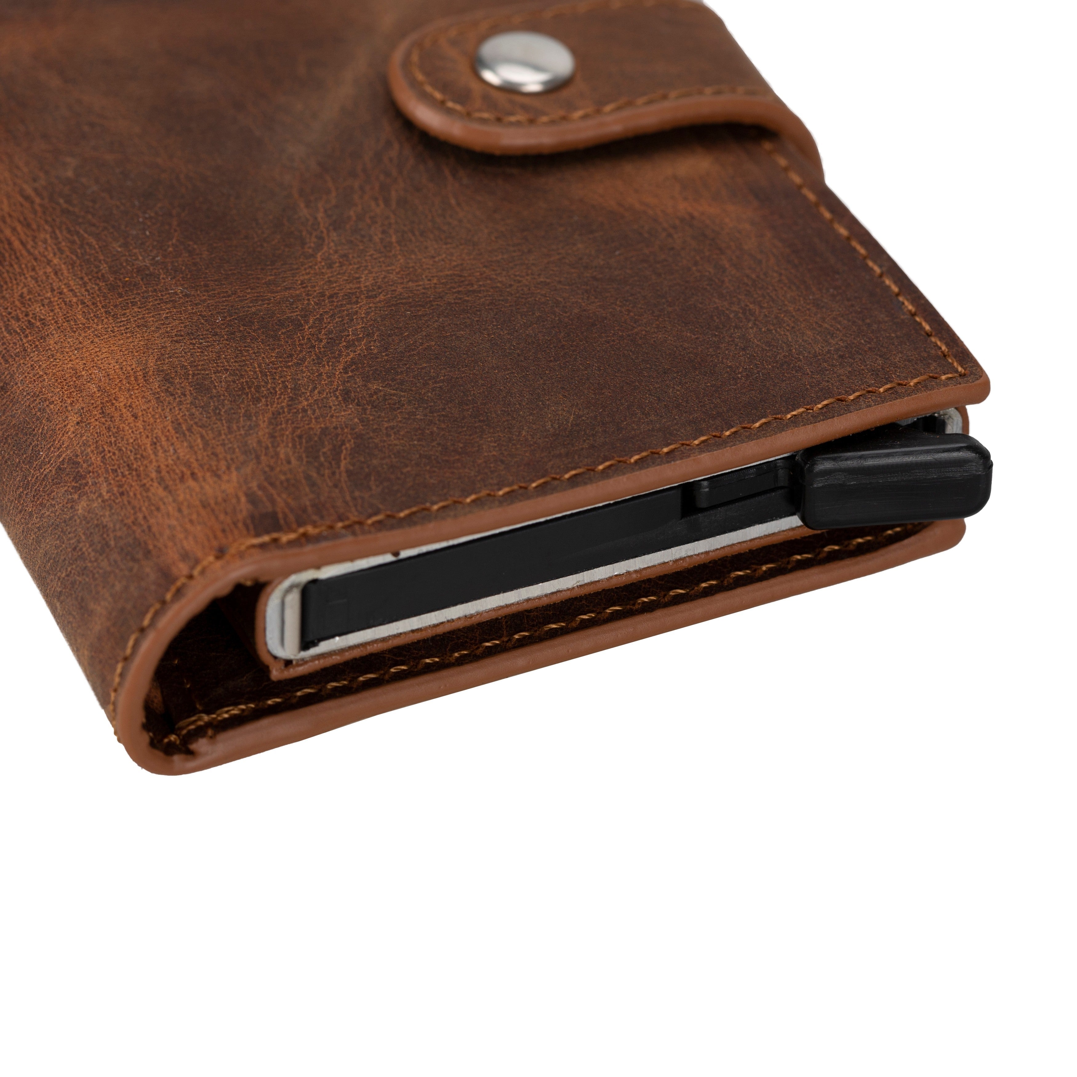Palertag Zip Mechanical Leather Card Holder with AirTag Slot - saracleather
