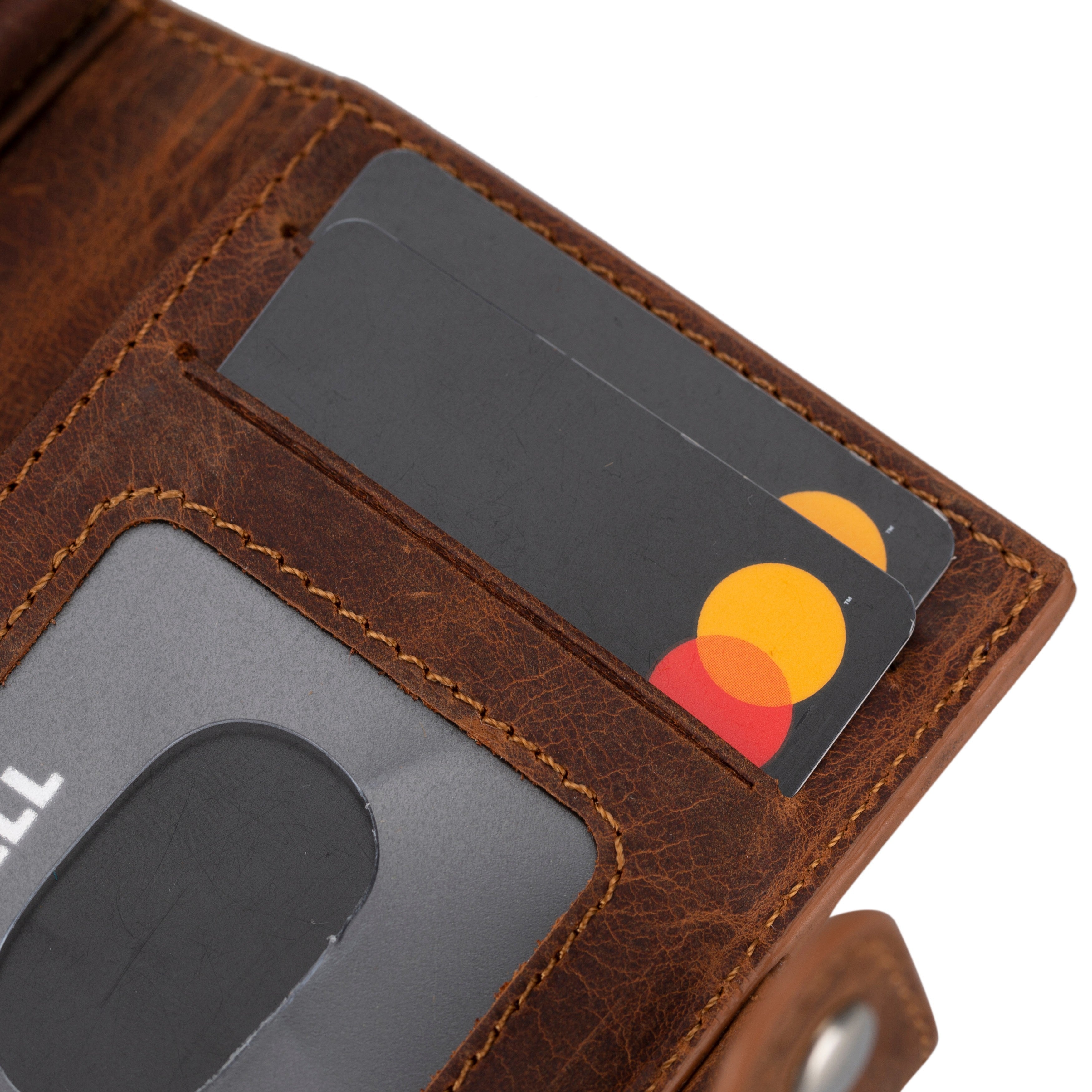Palertag Zip Mechanical Leather Card Holder with AirTag Slot - saracleather