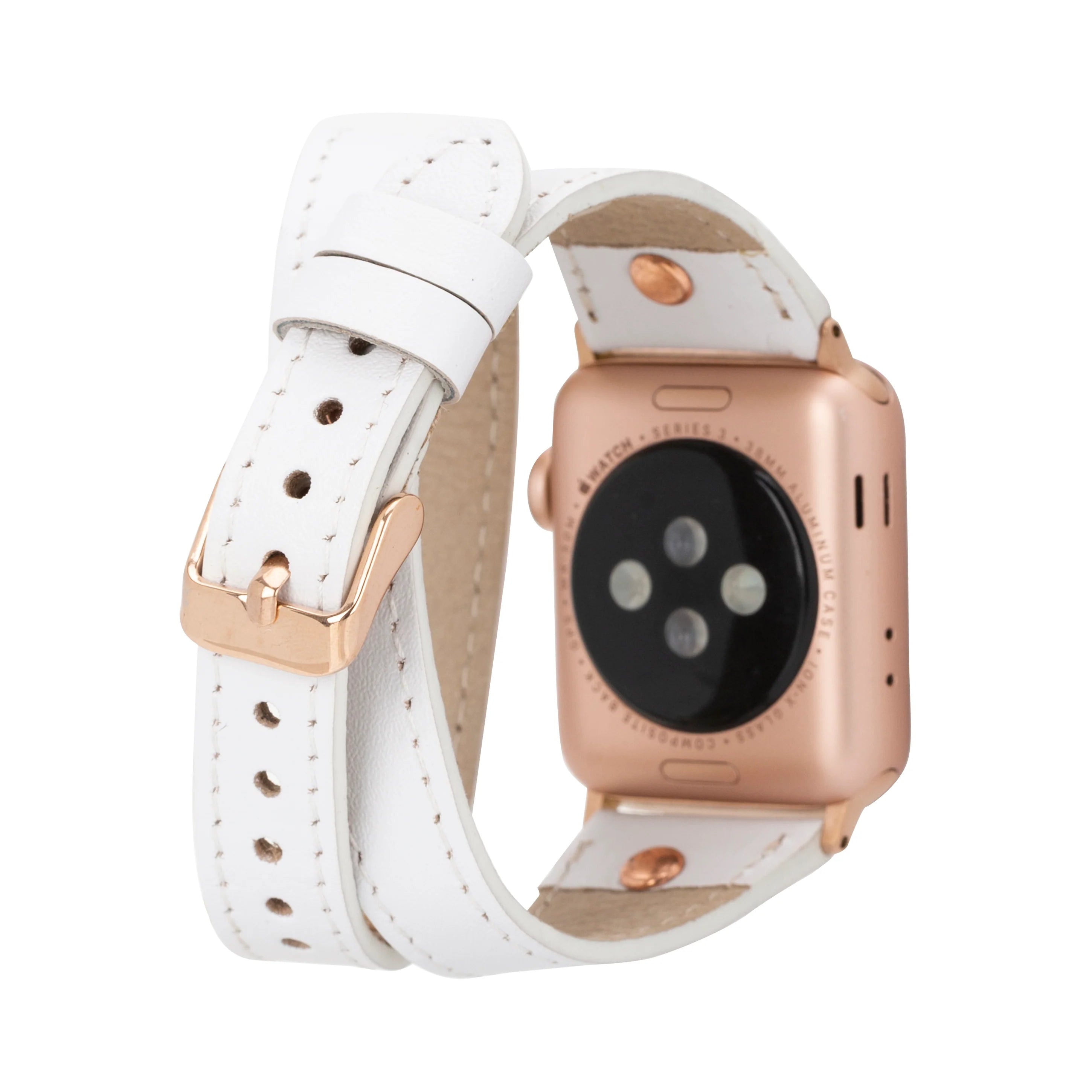 Hector Double Tour Genuine Leather Apple Watch Band with Rose Gold Trok