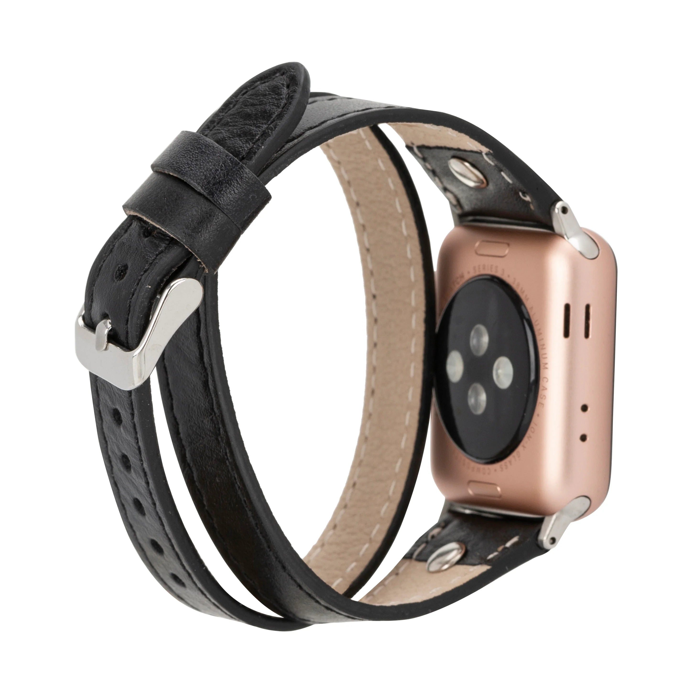 Hector Double Tour Hakiki Deri Apple Watch Kordonu Gümüş Trok