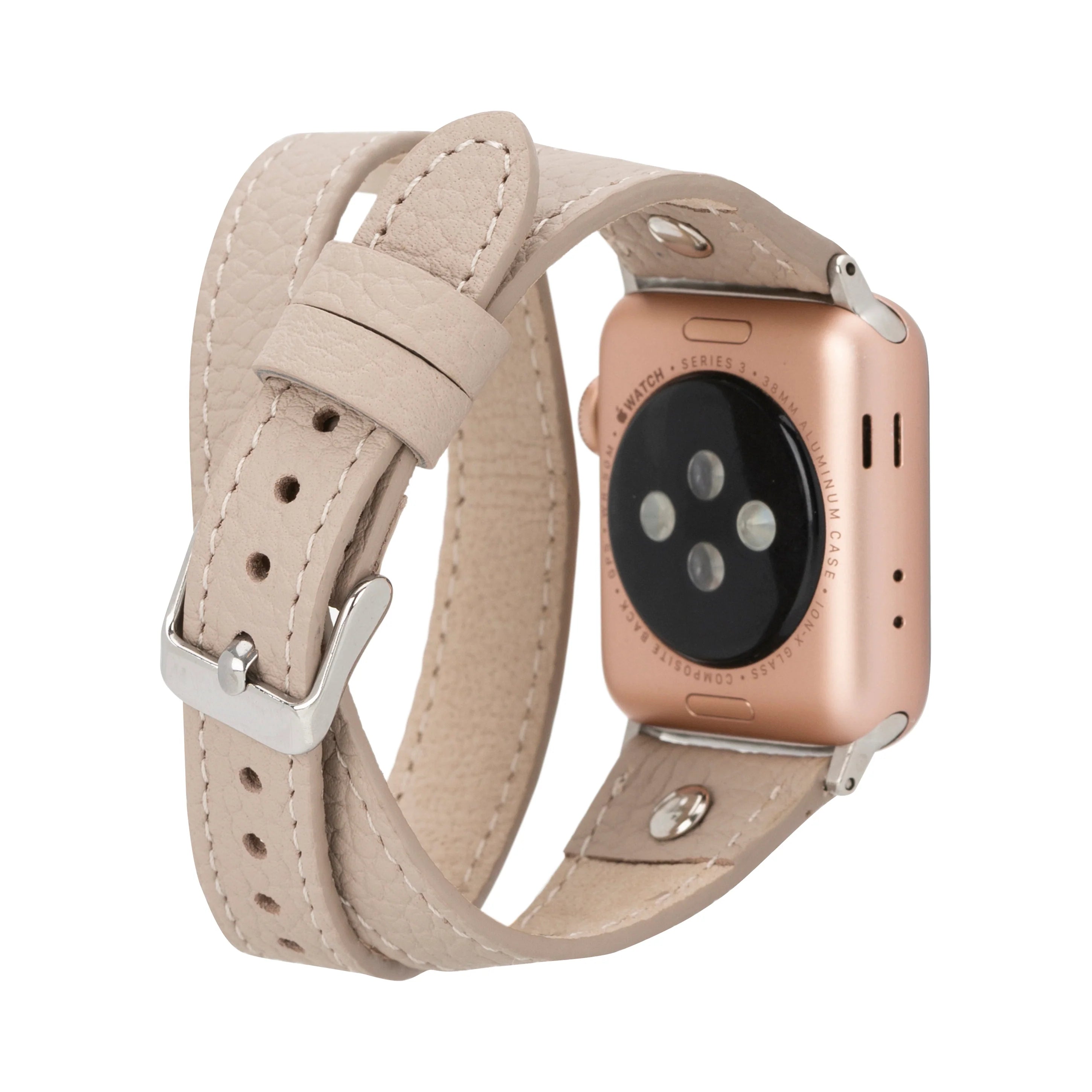 Hector Double Tour Hakiki Deri Apple Watch Kordonu Gümüş Trok