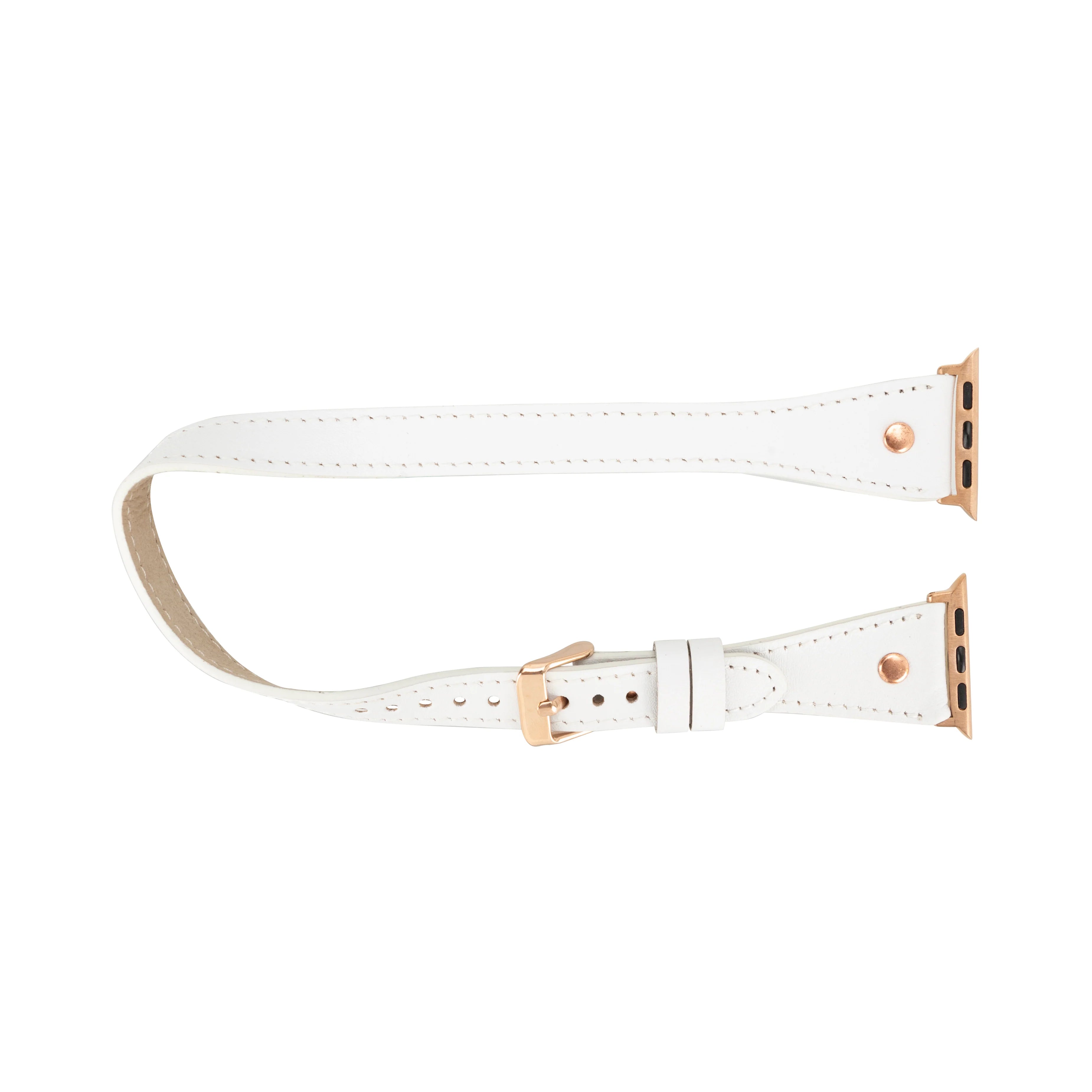 Hector Double Tour Genuine Leather Apple Watch Band with Rose Gold Trok