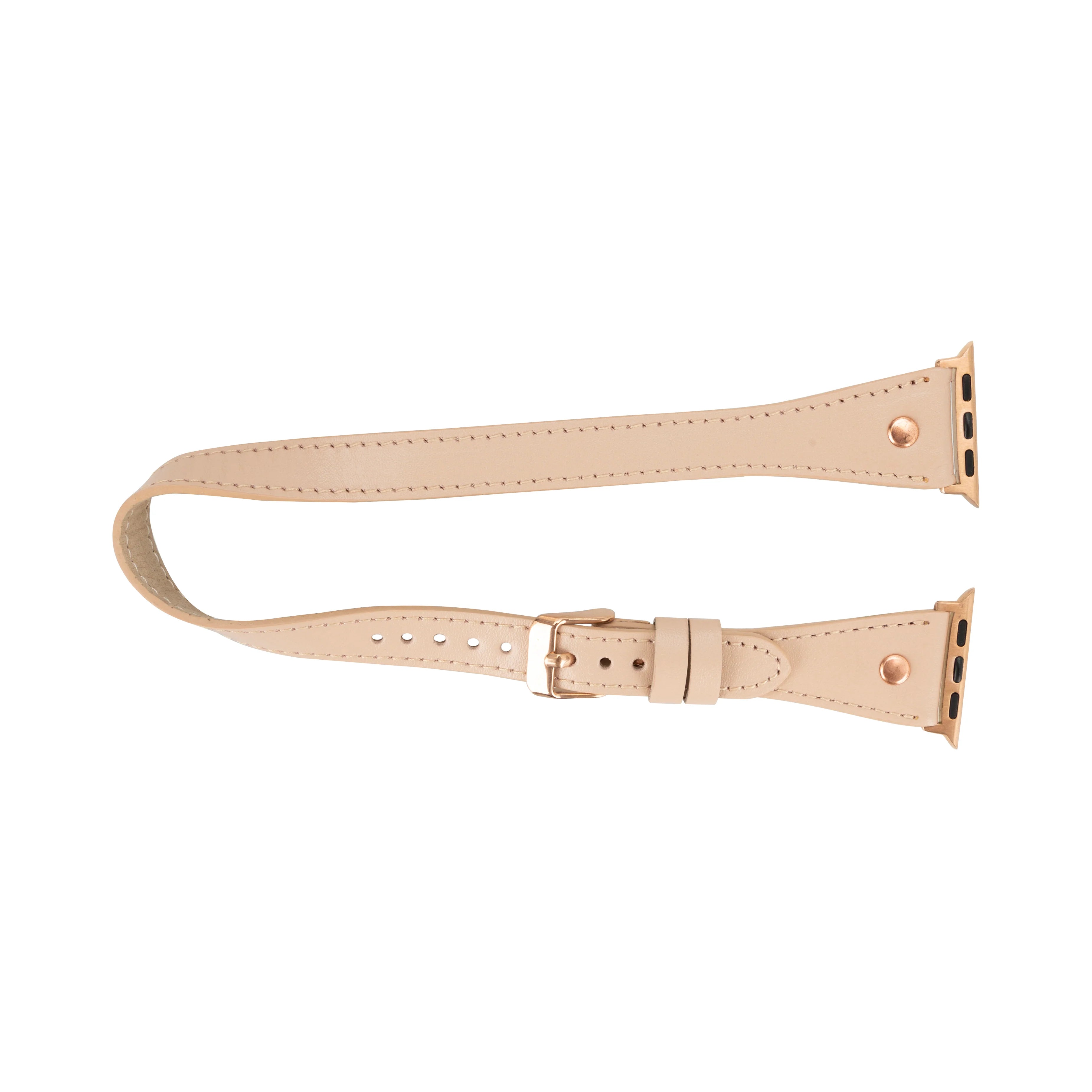 Hector Double Tour Genuine Leather Apple Watch Band with Rose Gold Trok