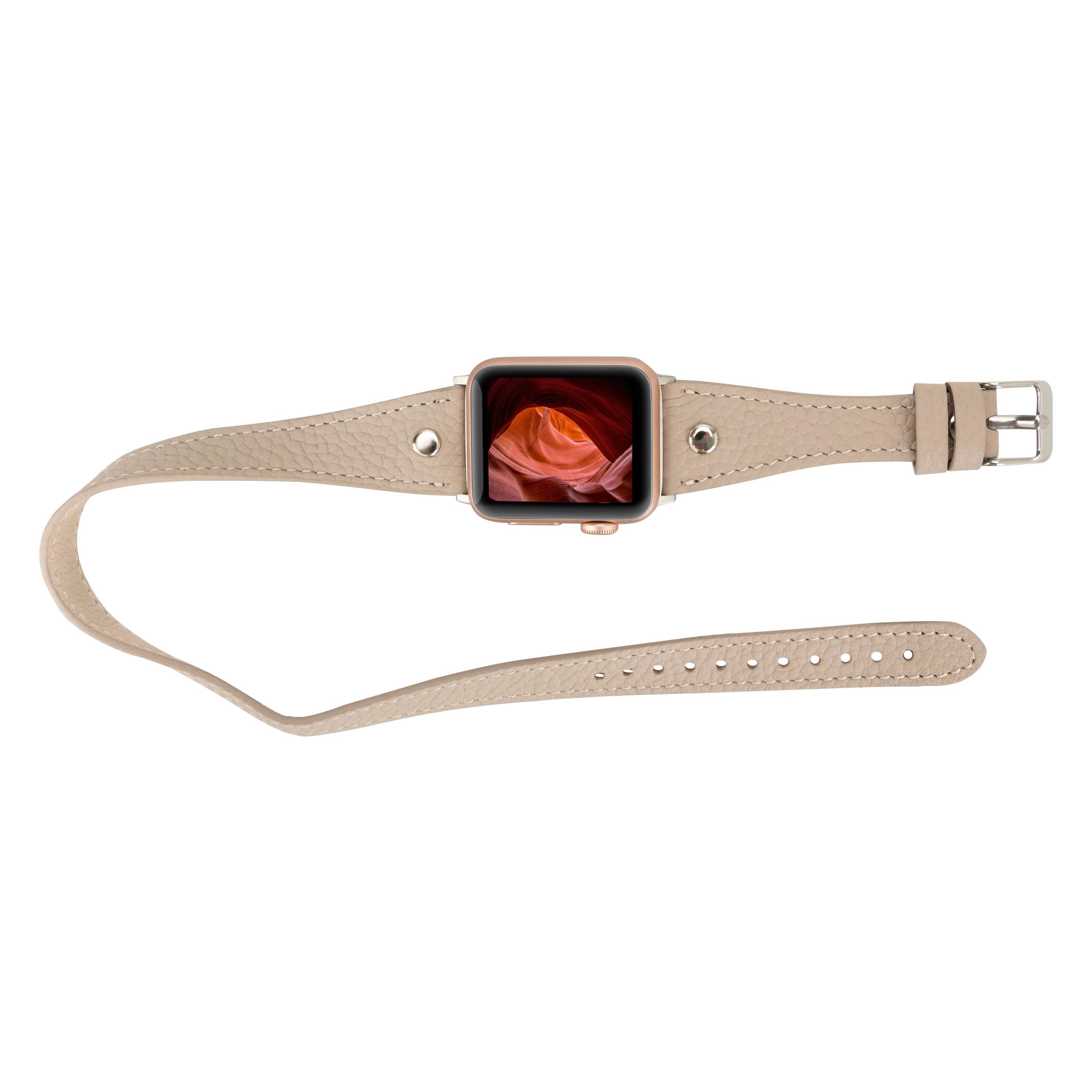 Hector Double Tour Hakiki Deri Apple Watch Kordonu Gümüş Trok