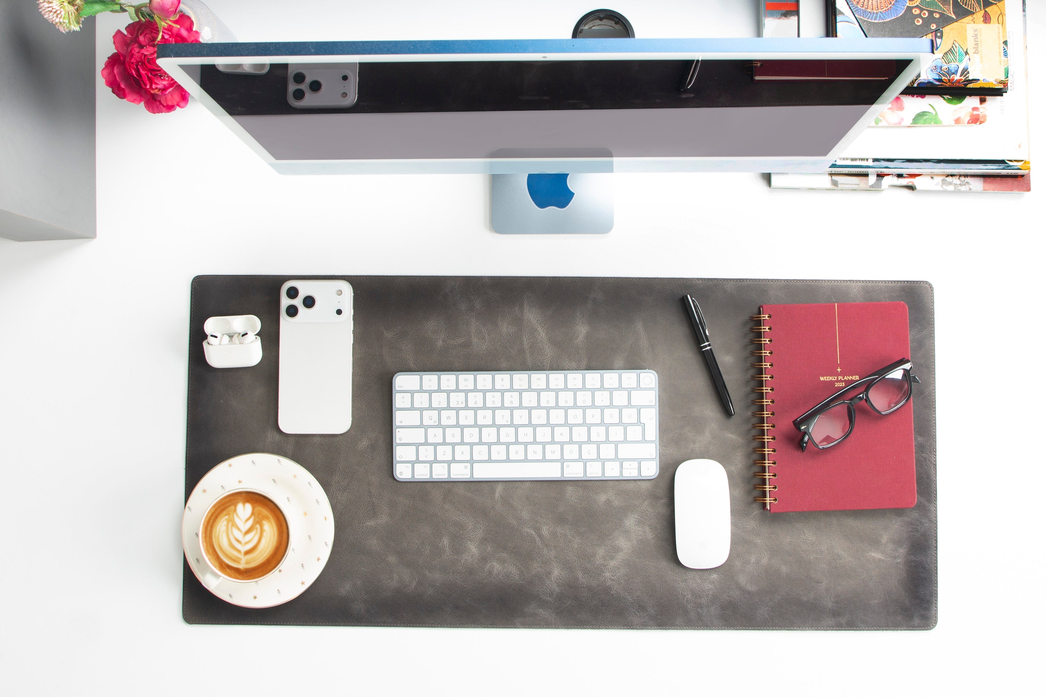 Natural Genuine Leather Desk Mat, Medium