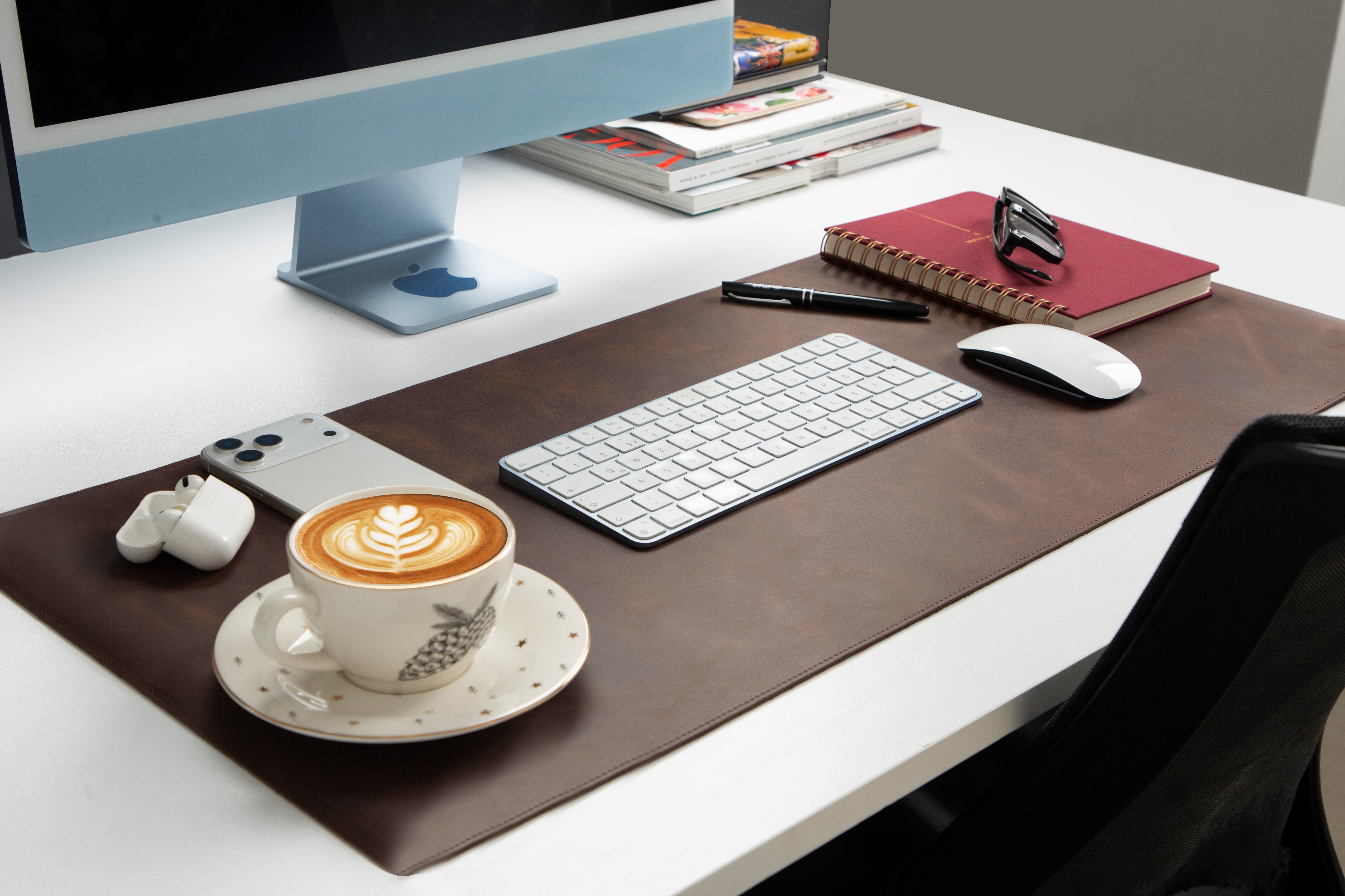 Natural Genuine Leather Desk Mat, Medium