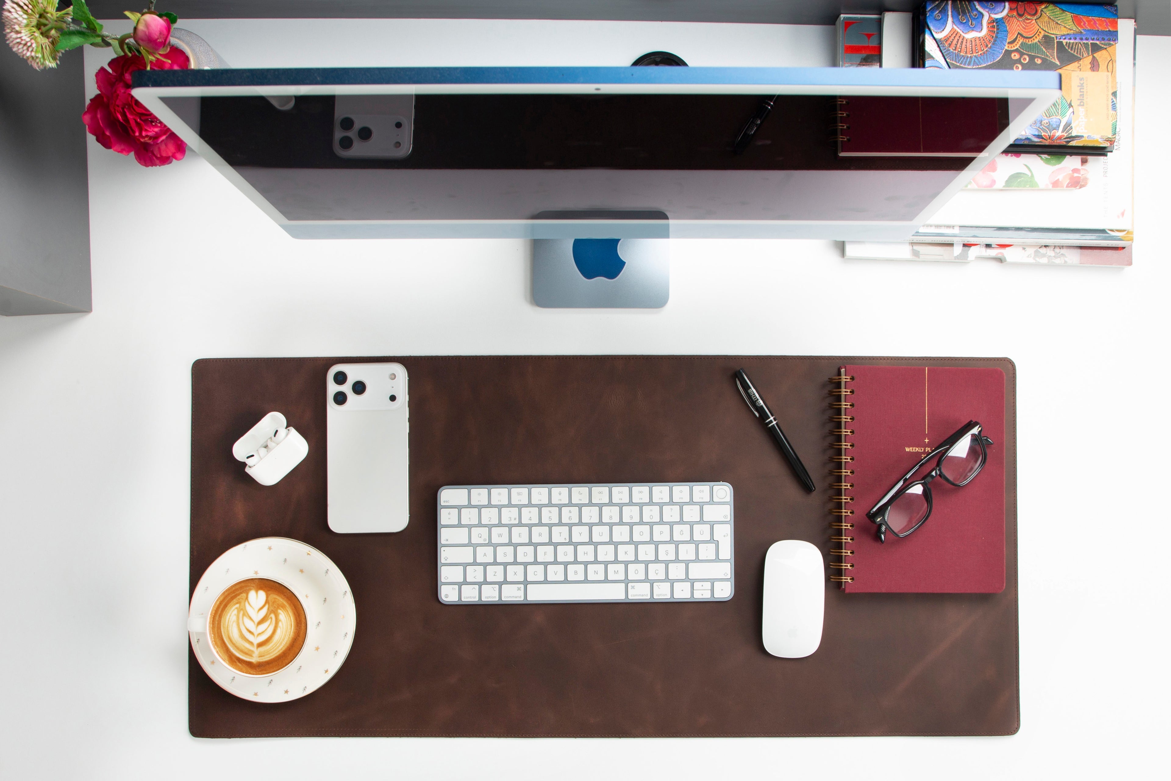 Natural Genuine Leather Desk Mat, Medium