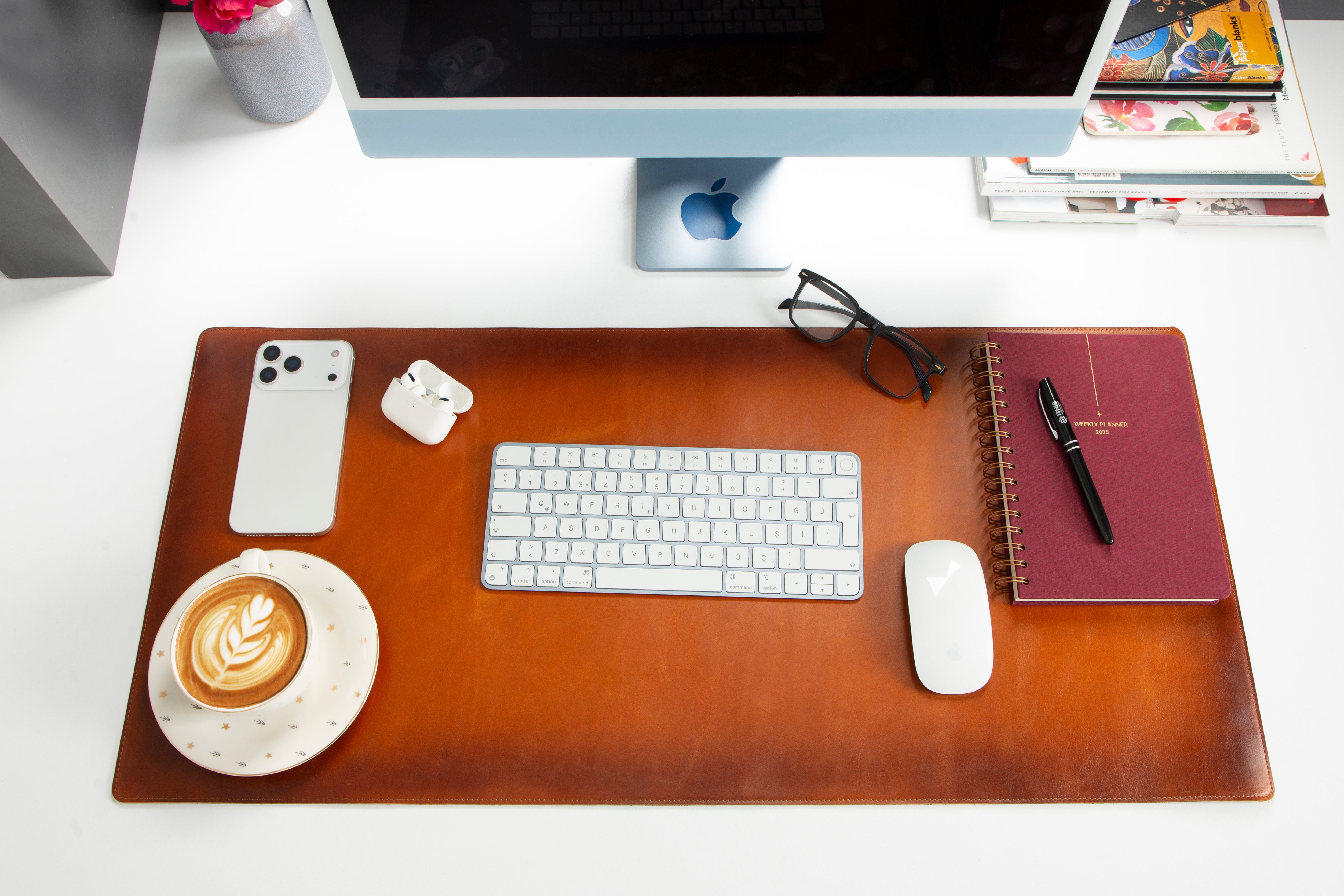 Natural Genuine Leather Desk Mat, Medium