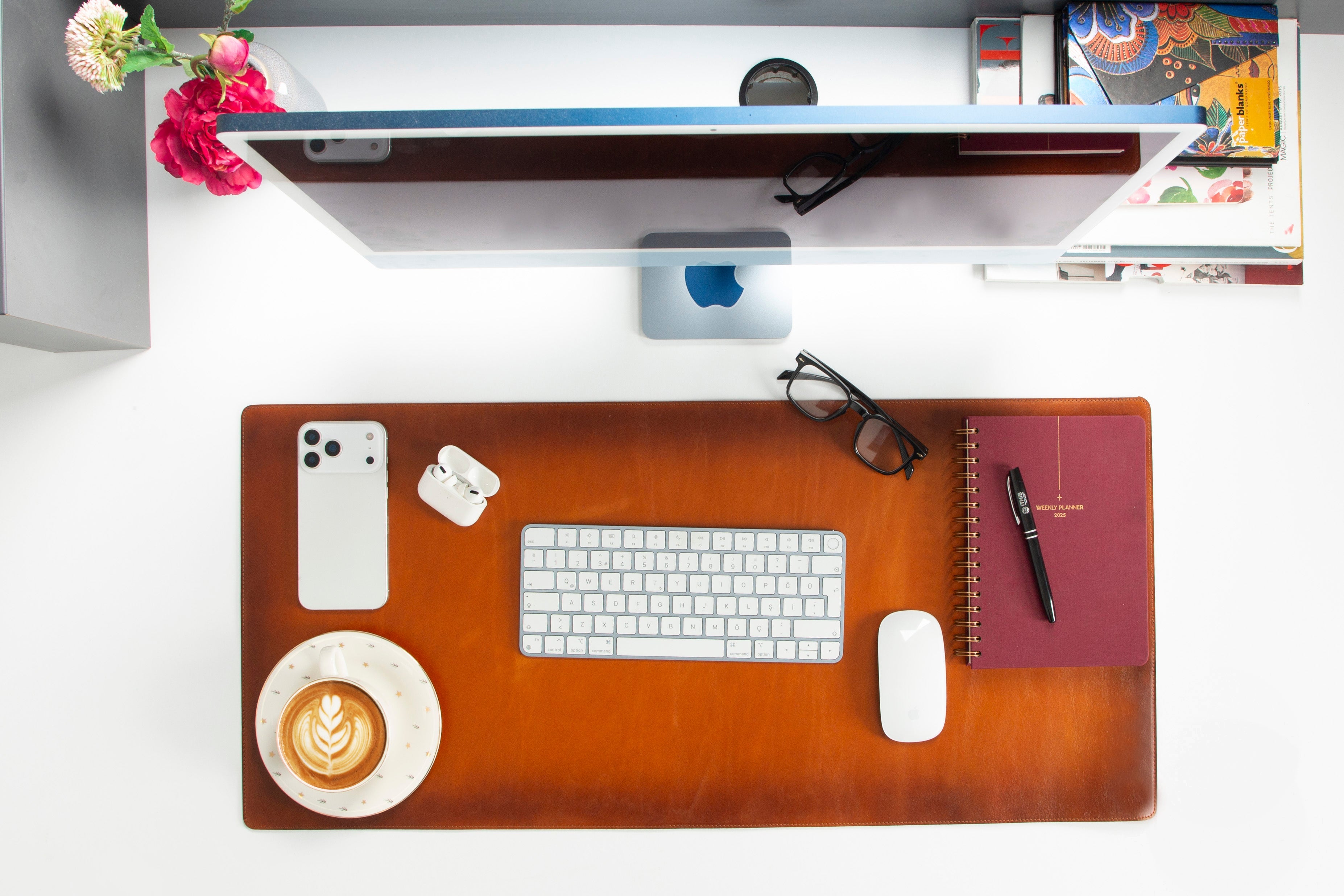 Natural Genuine Leather Desk Mat, Medium