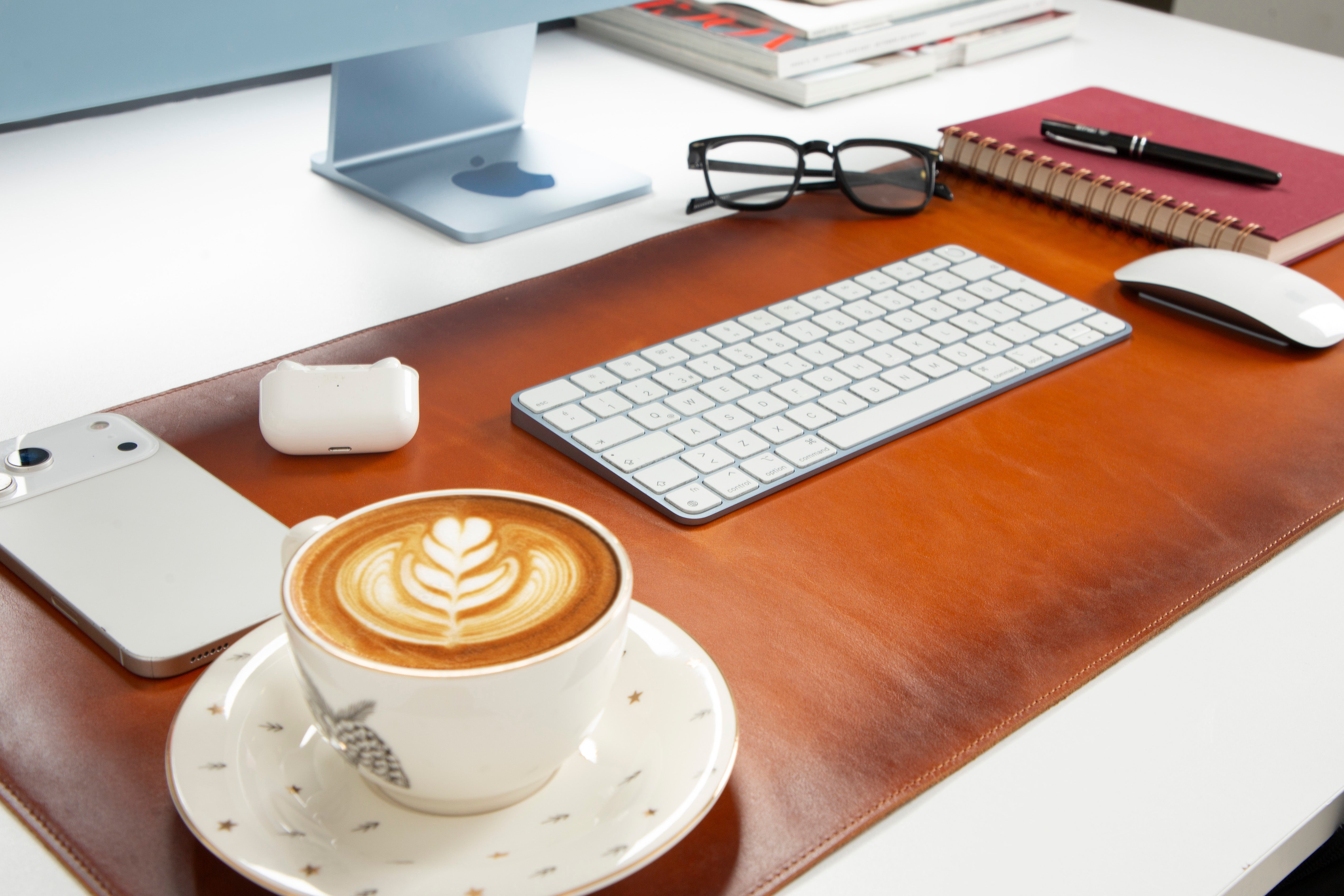 Natural Genuine Leather Desk Mat, Medium