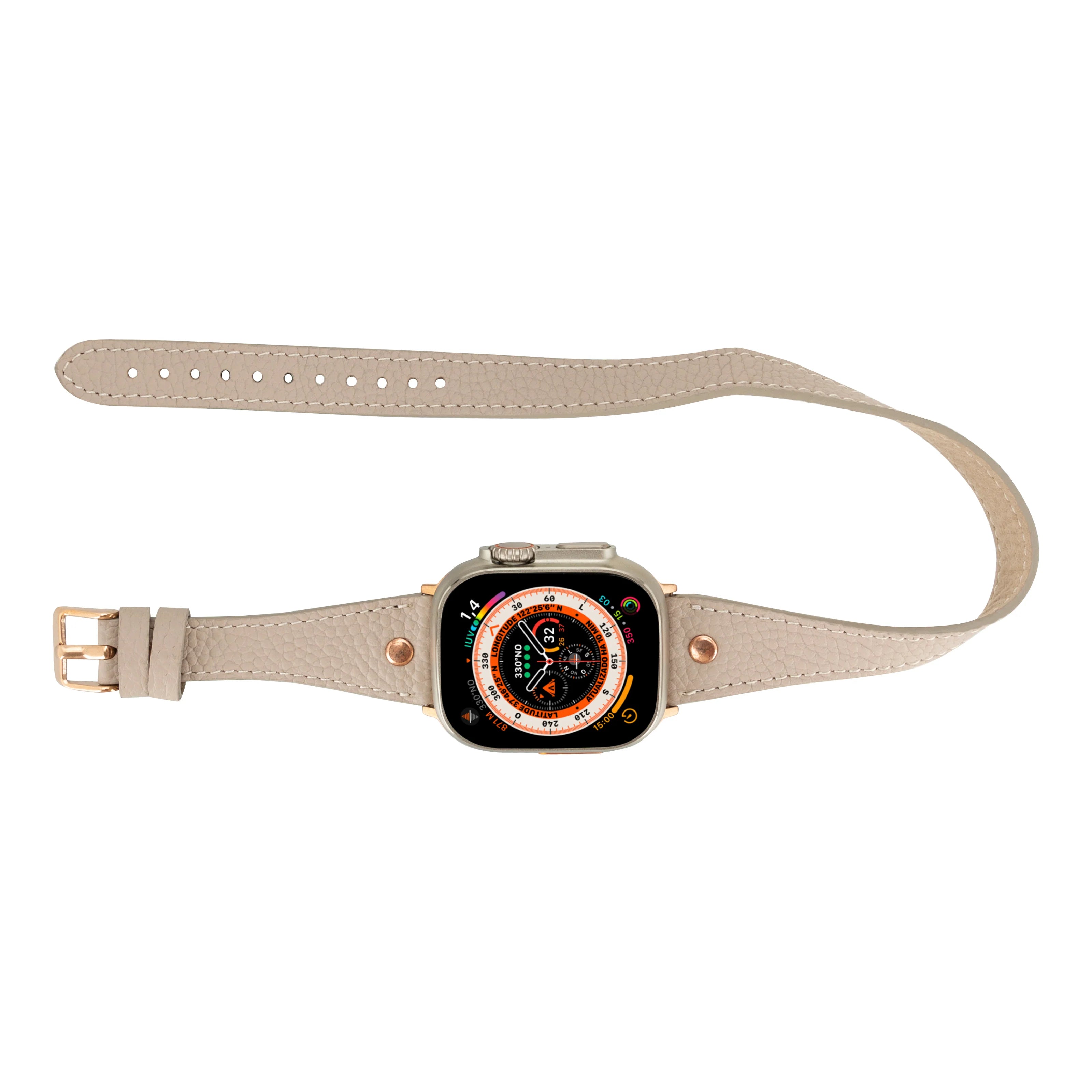 Hector Double Tour Genuine Leather Apple Watch Band with Rose Gold Trok