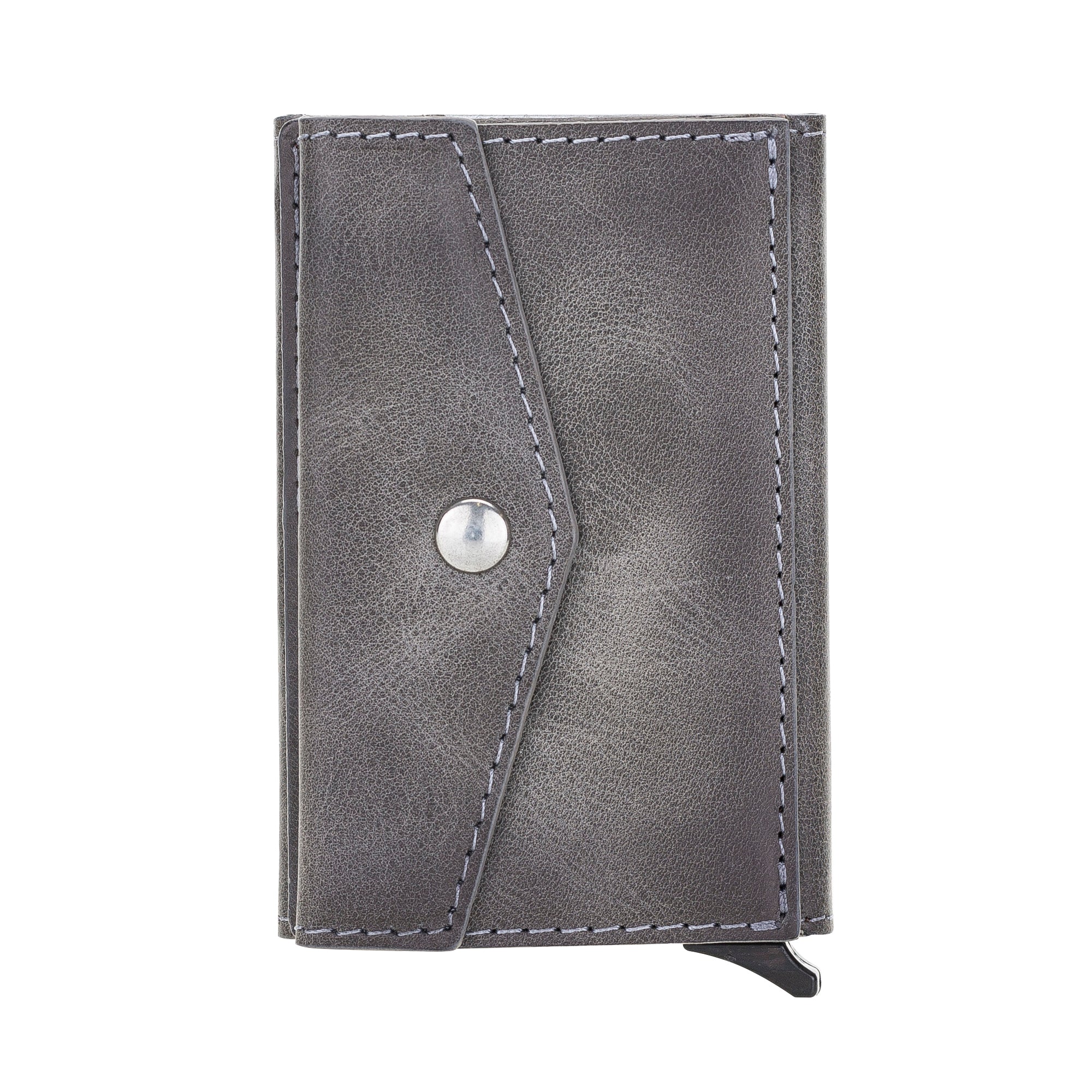 Envelope Mechanical Genuine Leather Card Holder