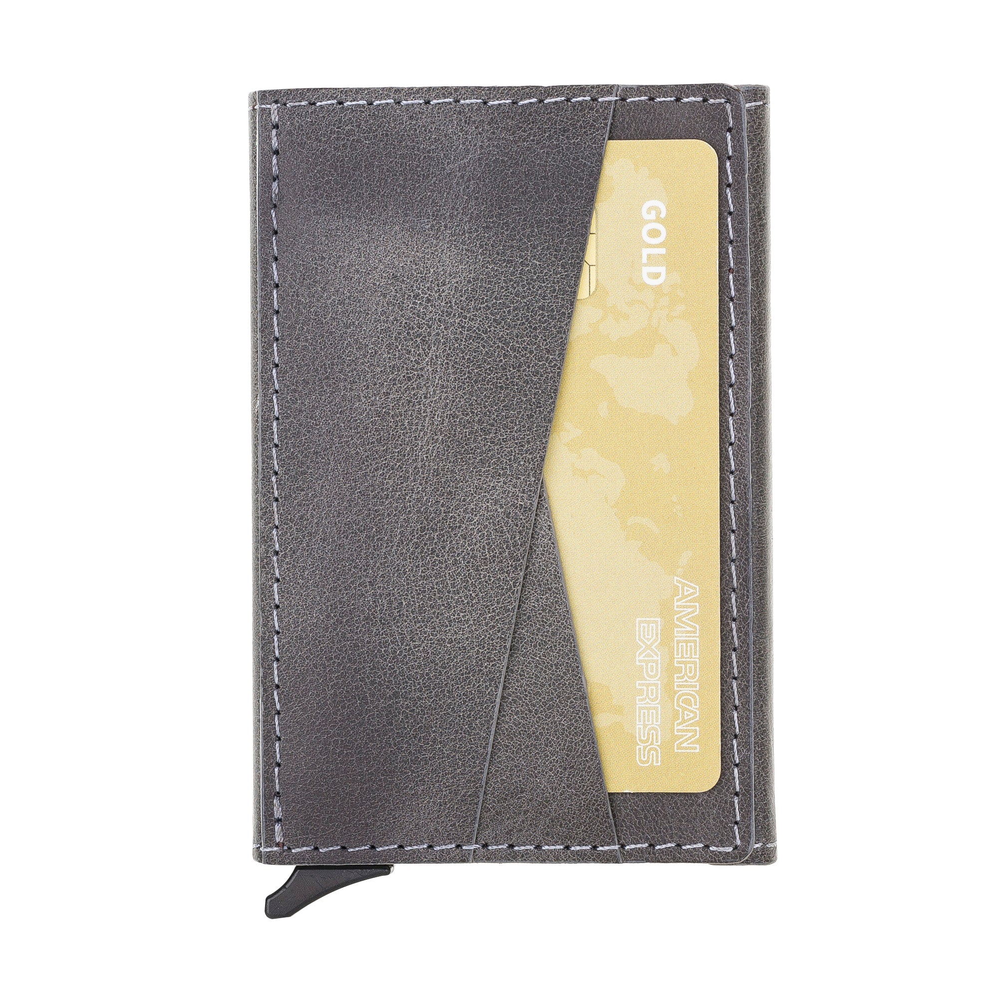 Envelope Mechanical Genuine Leather Card Holder