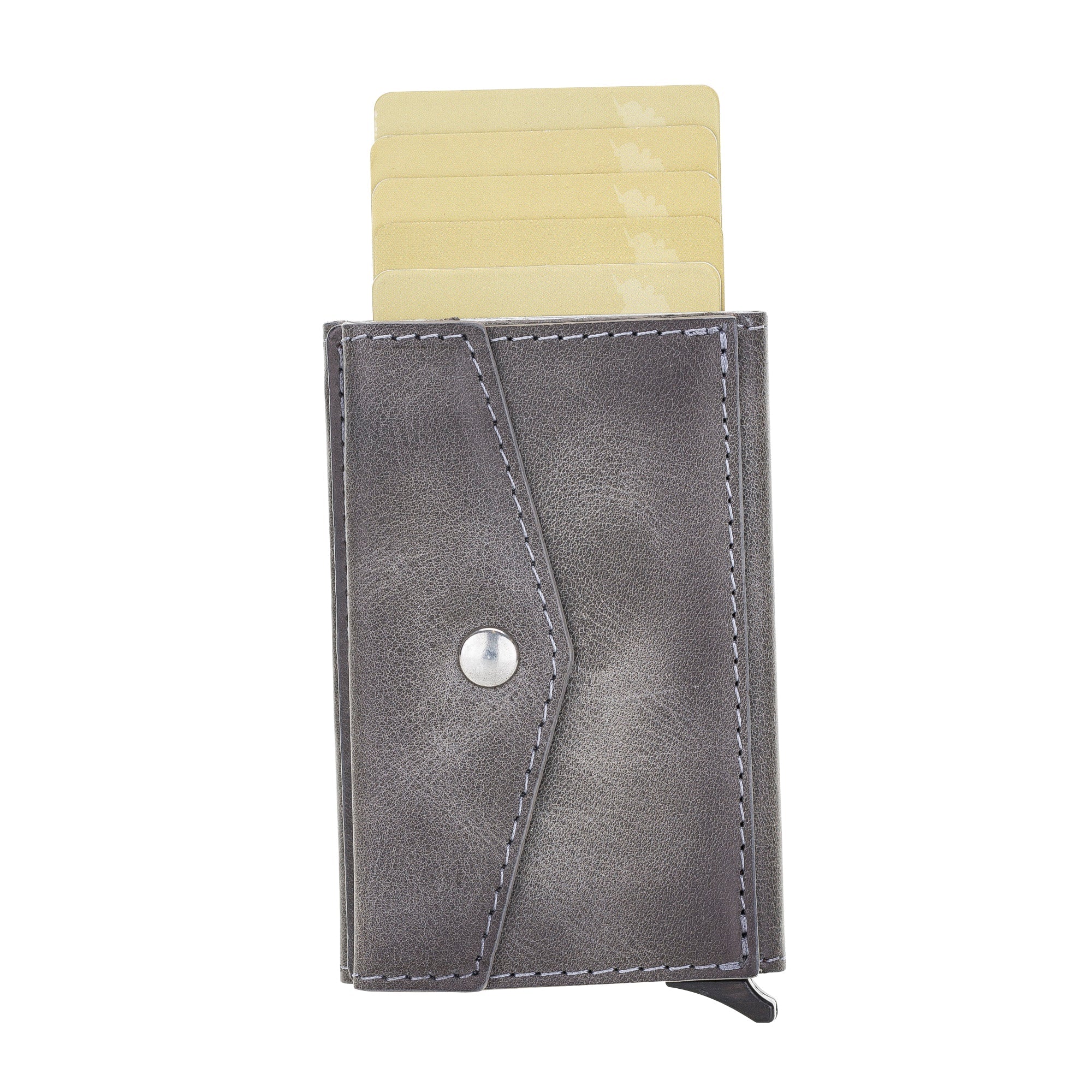 Envelope Mechanical Genuine Leather Card Holder