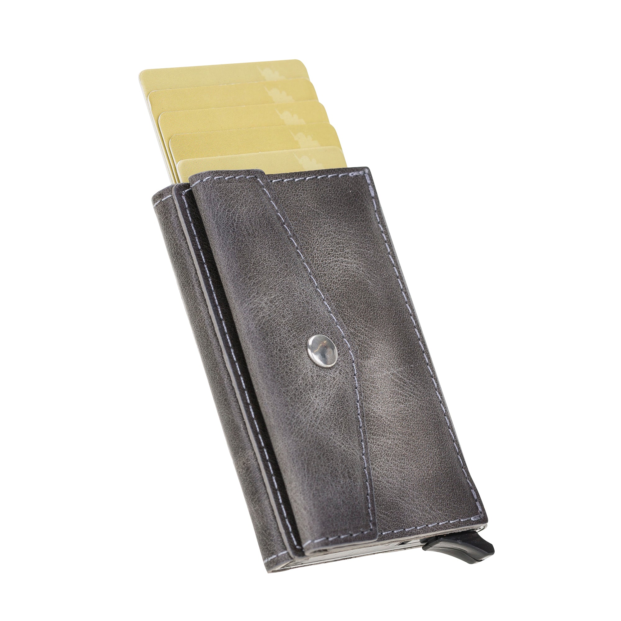 Envelope Mechanical Genuine Leather Card Holder