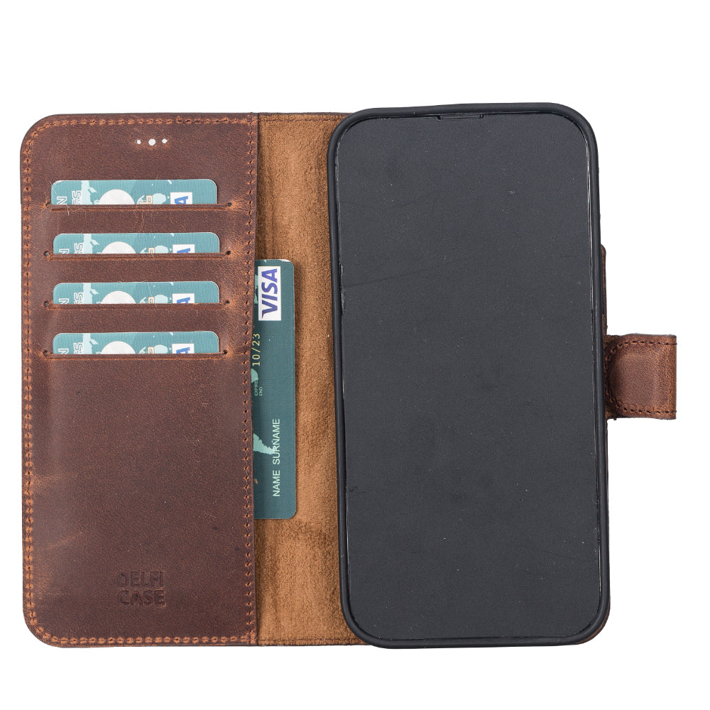 Delfi, Magic Genuine Leather iPhone 13 Pro Max Detachable Wallet Case