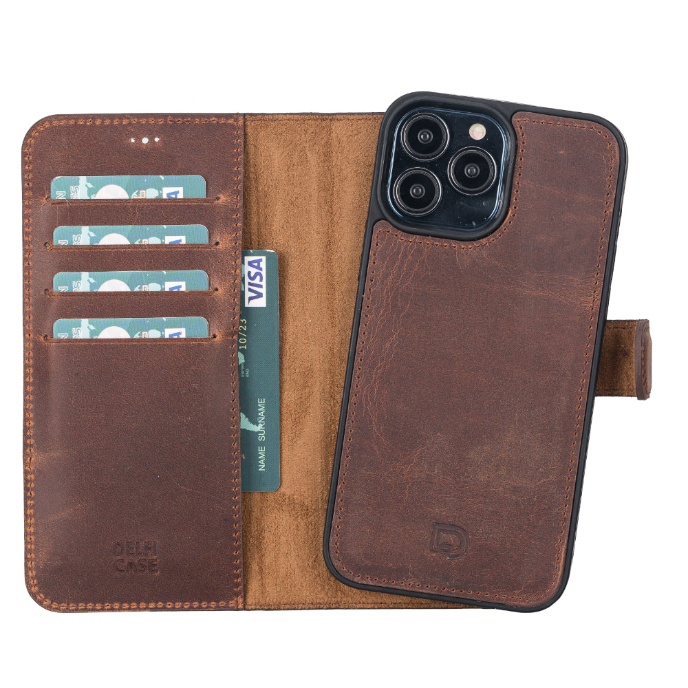 Delfi, Magic Genuine Leather iPhone 13 Pro Max Detachable Wallet Case