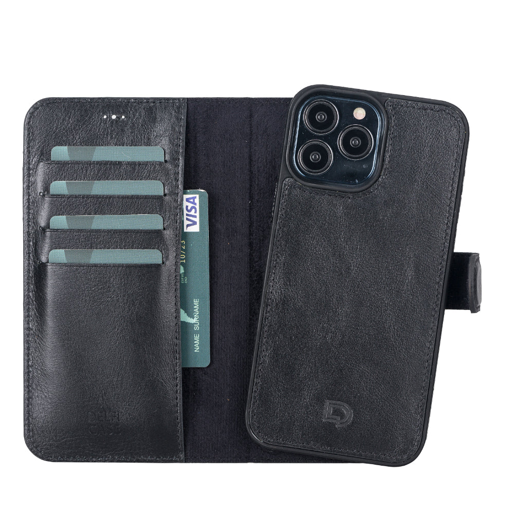 Delfi, Magic Genuine Leather iPhone 13 Pro Max Detachable Wallet Case