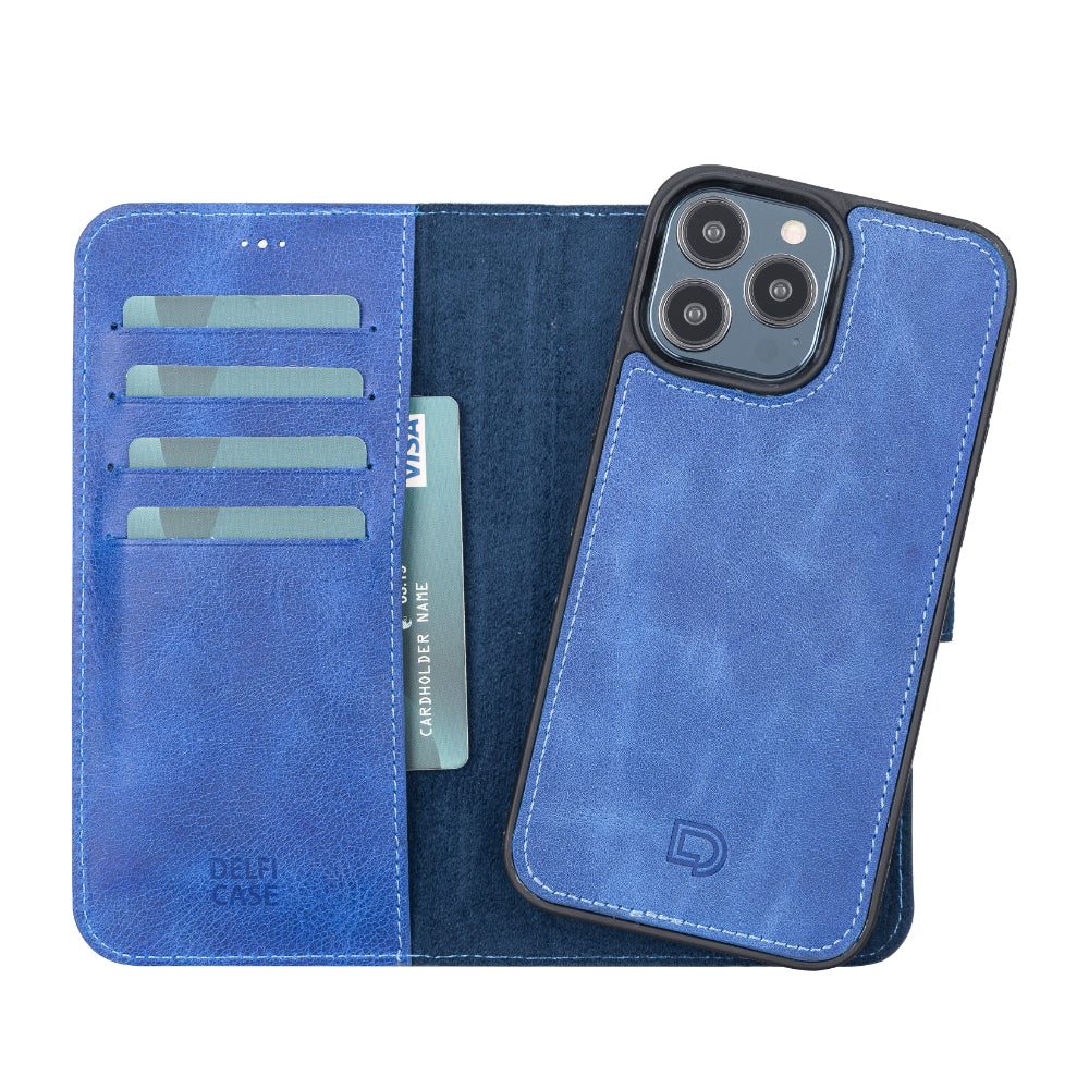 Delfi, Magic Genuine Leather iPhone 13 Pro Max Detachable Wallet Case