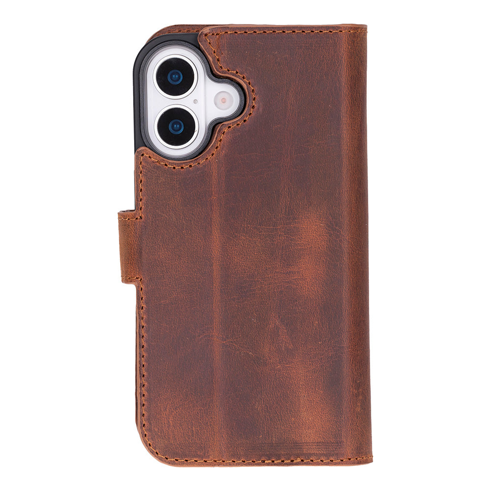 Magic iPhone 17 Detachable Genuine Leather Wallet Case