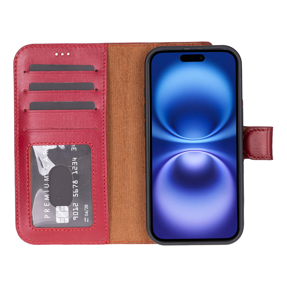 Magic iPhone 17 Detachable Genuine Leather Wallet Case