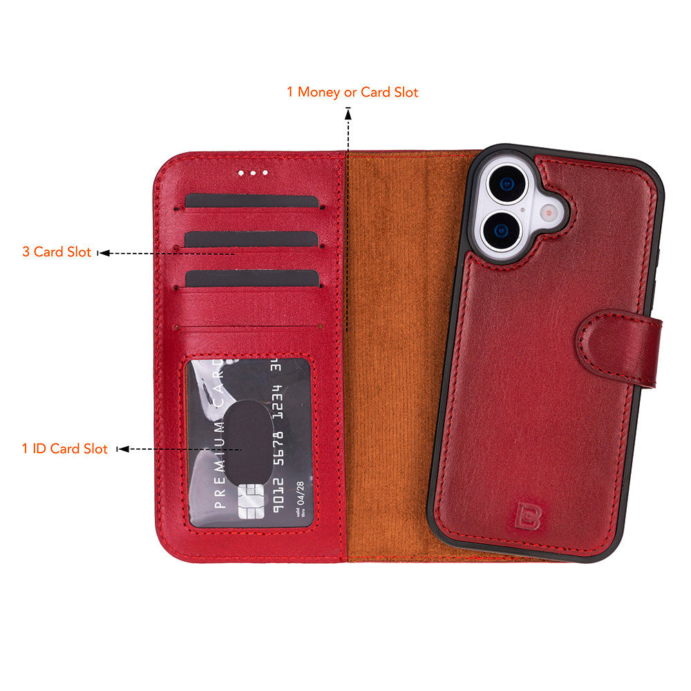 Magic iPhone 17 Detachable Genuine Leather Wallet Case