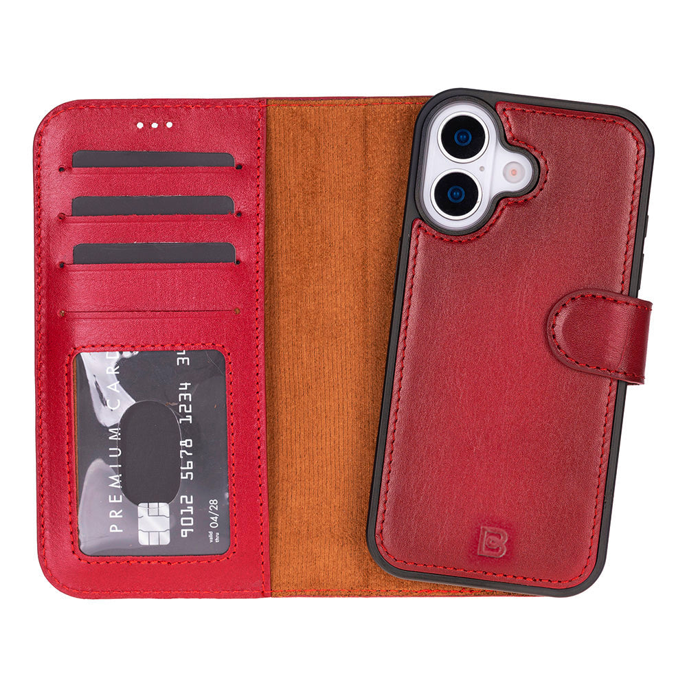 Magic iPhone 17 Detachable Genuine Leather Wallet Case