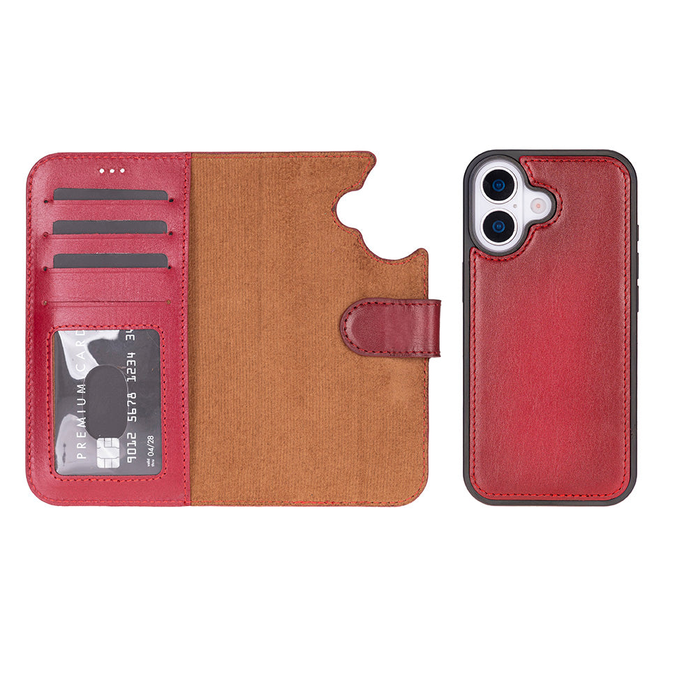 Magic iPhone 17 Detachable Genuine Leather Wallet Case