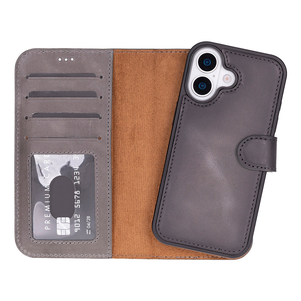 Magic iPhone 17 Genuine Leather Detachable Wallet Case