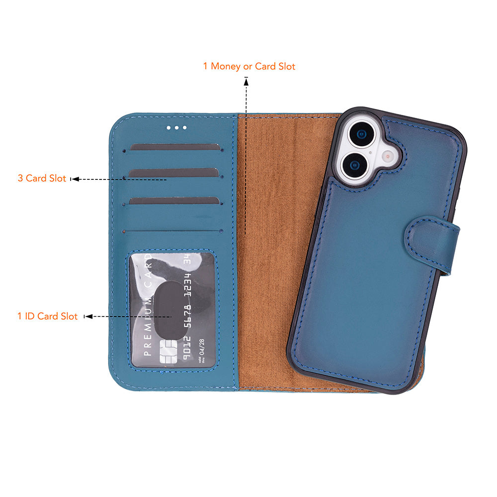 Magic iPhone 17 Detachable Genuine Leather Wallet Case