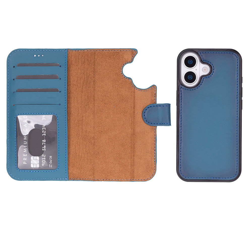Magic iPhone 17 Detachable Genuine Leather Wallet Case