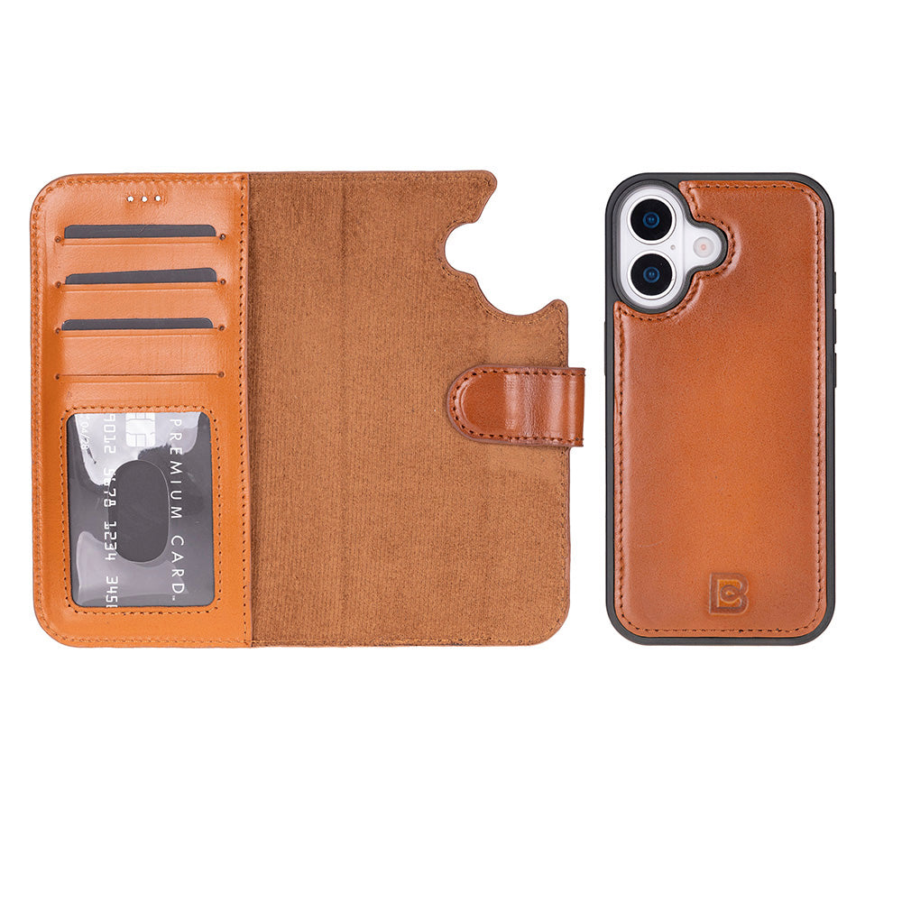 Magic iPhone 17 Detachable Genuine Leather Wallet Case